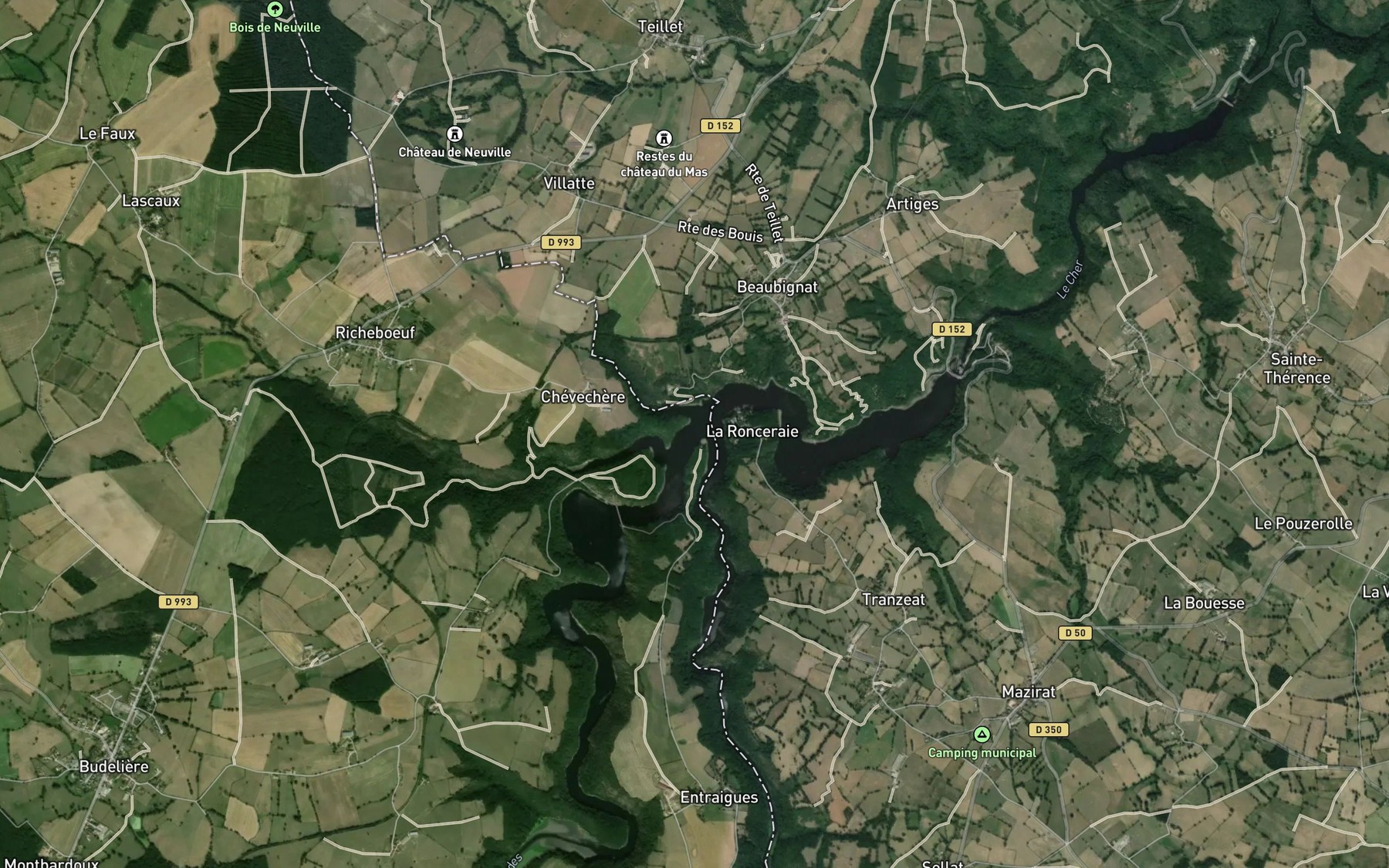 Satellite map of the Tardes