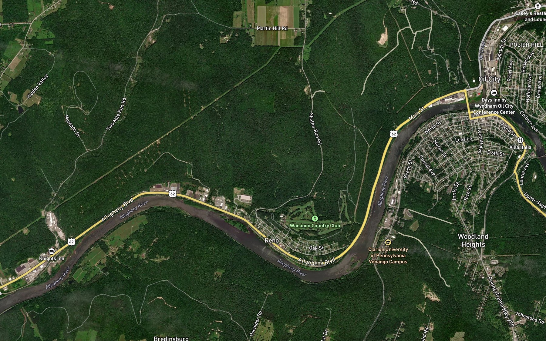 Satellite map of the Reno Reservoir