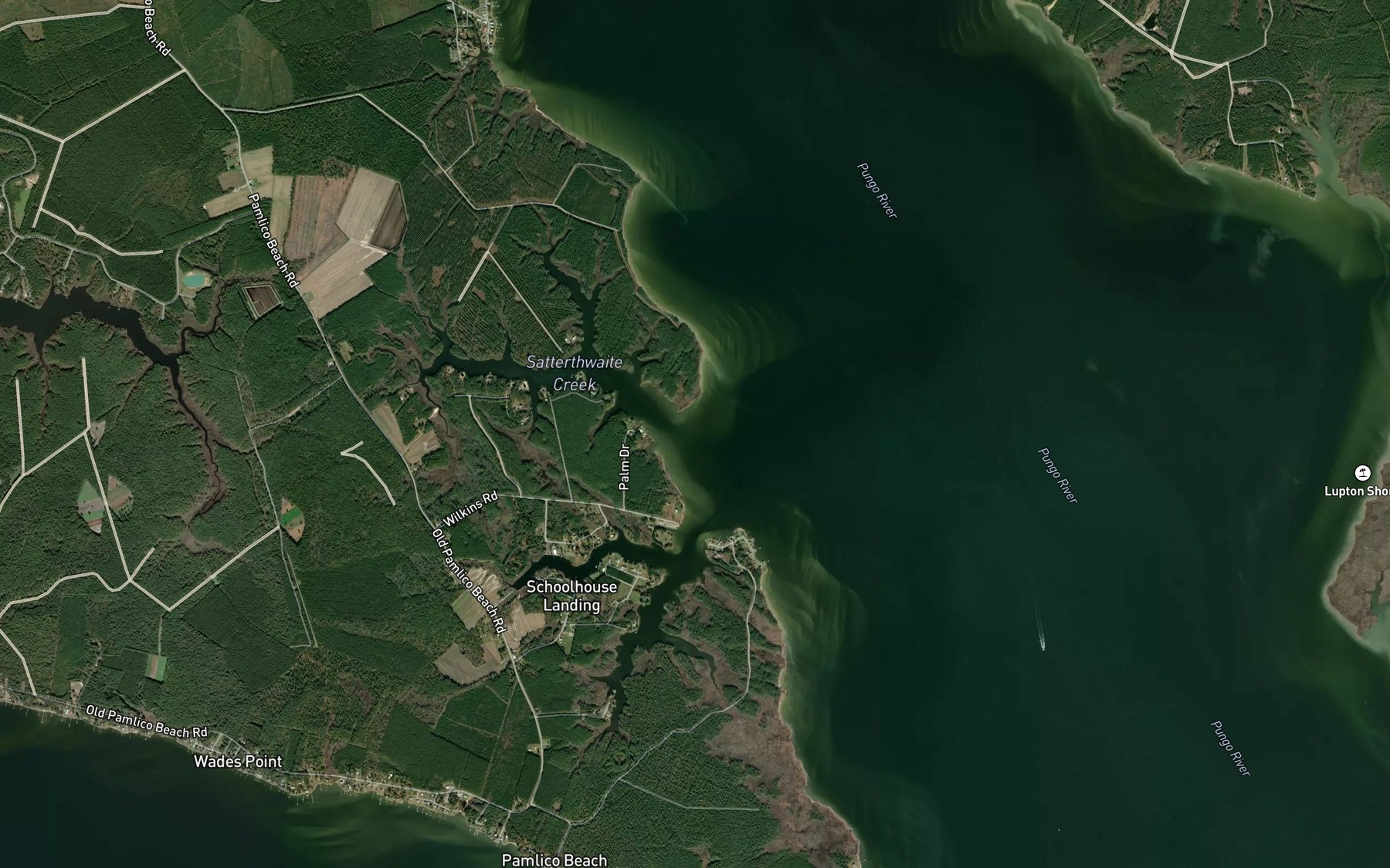 Satellite map of the Satterthwaite Creek