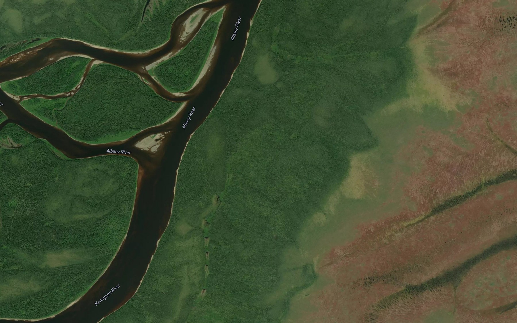 Satellite map of the Kenogami River