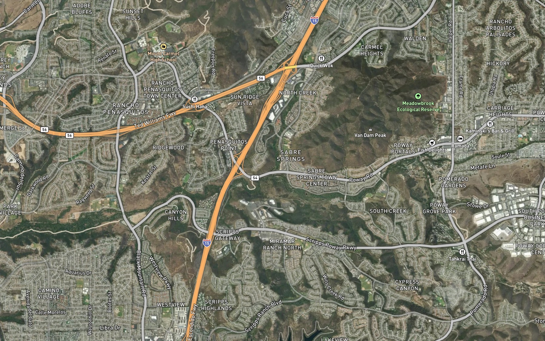 Satellite map of the Duck Pond