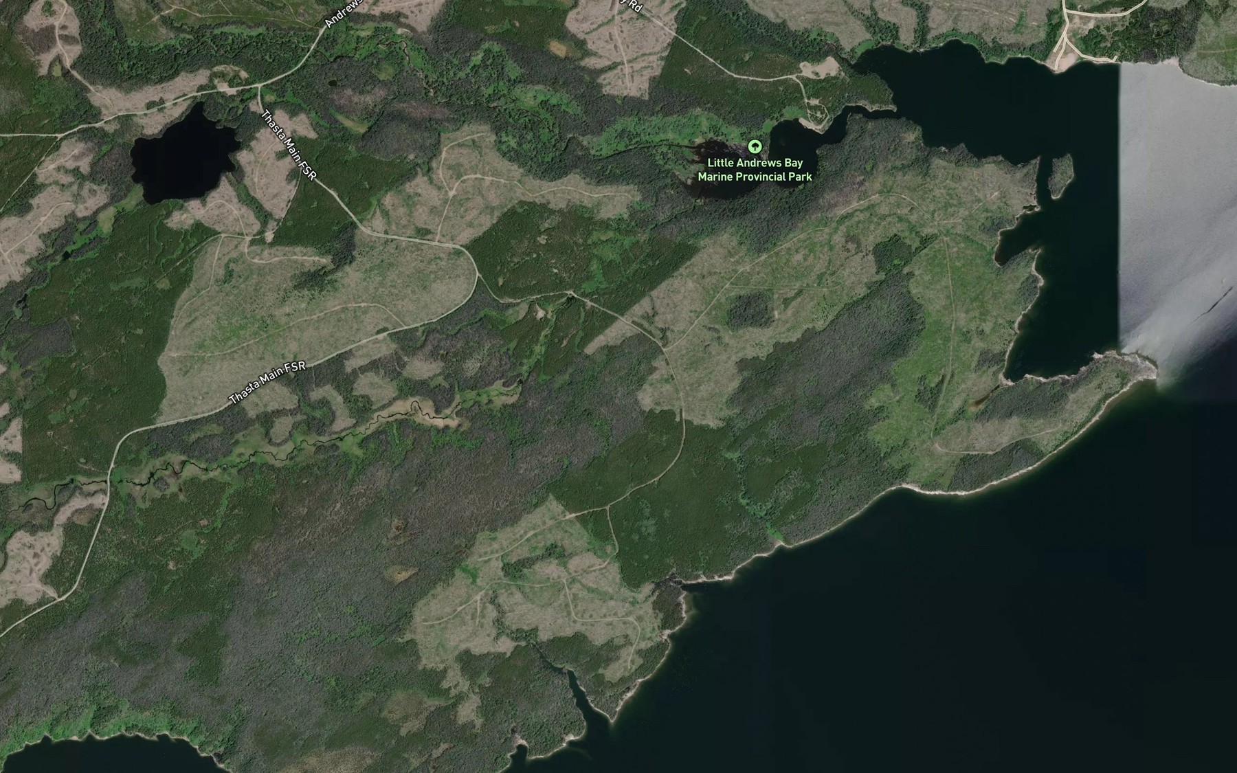 Satellite map of the Andrews Creek