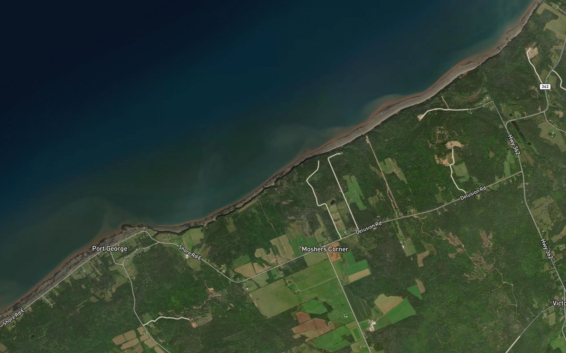 Satellite map of the Warner Brook