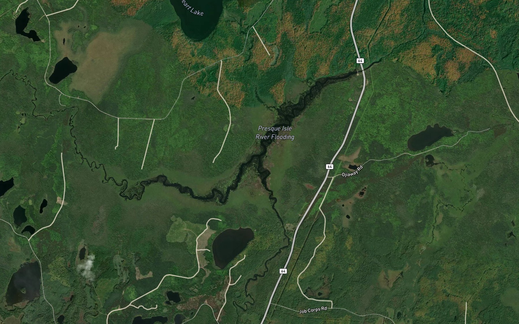 Satellite map of the South Branch Presque Isle River
