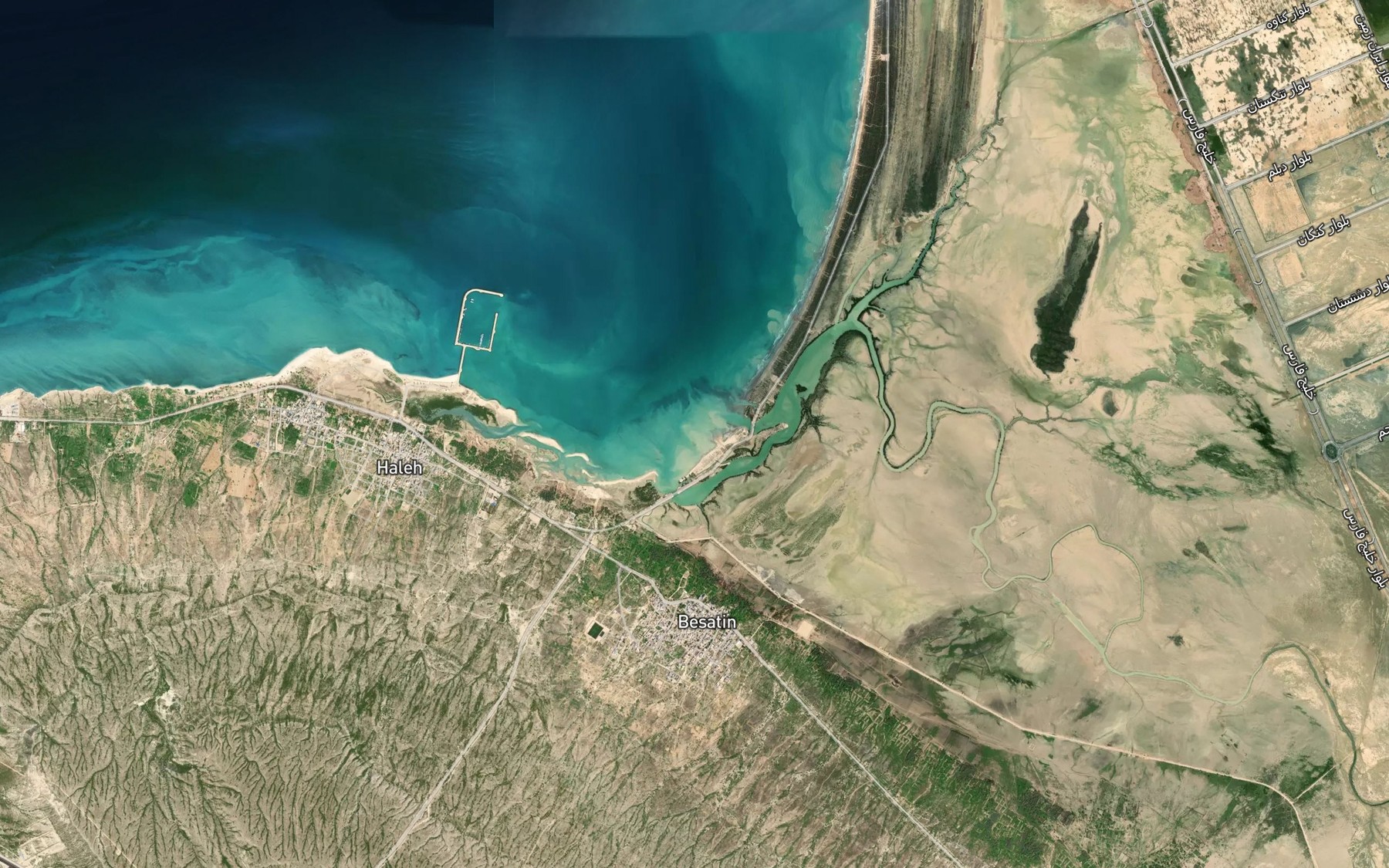 Satellite map of the Khowr-e Besatin