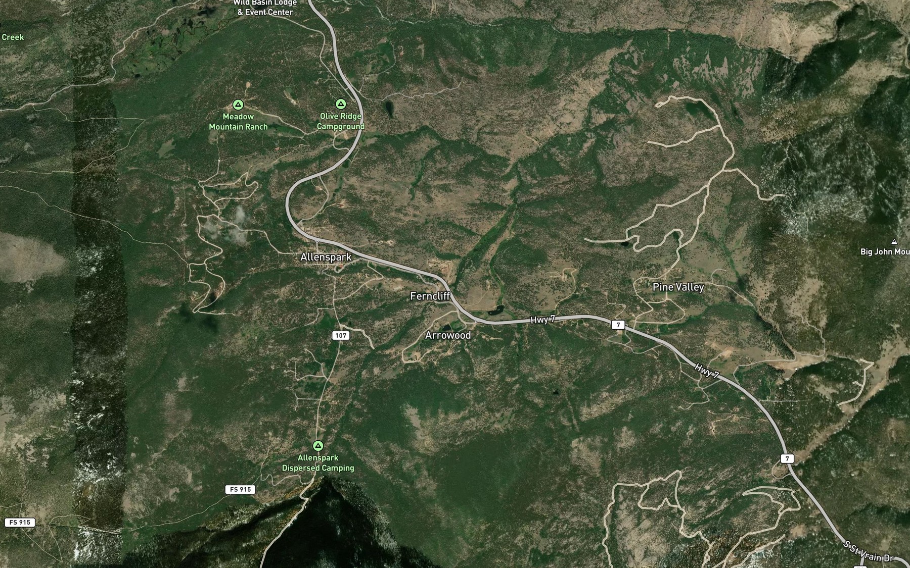 Satellite map of the Willow Creek