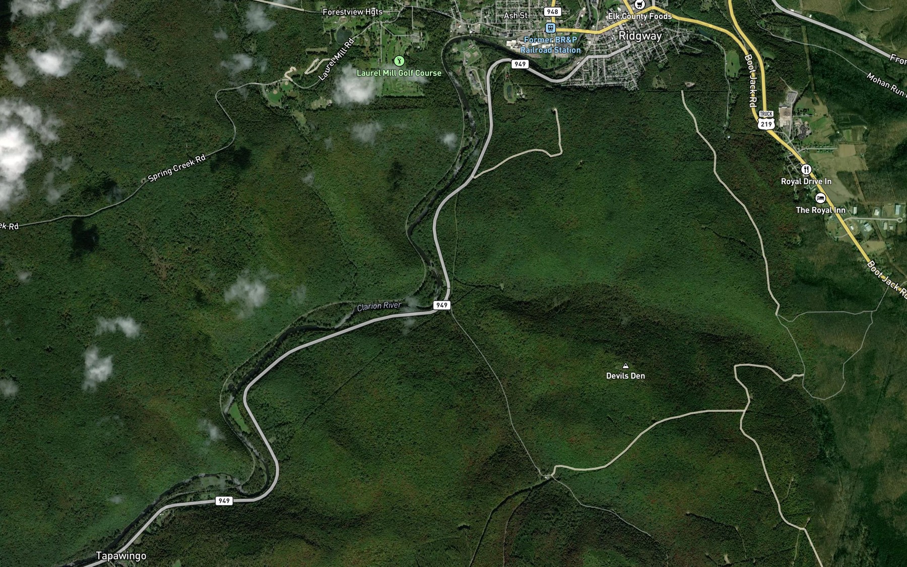 Satellite map of the North Branch Island Run