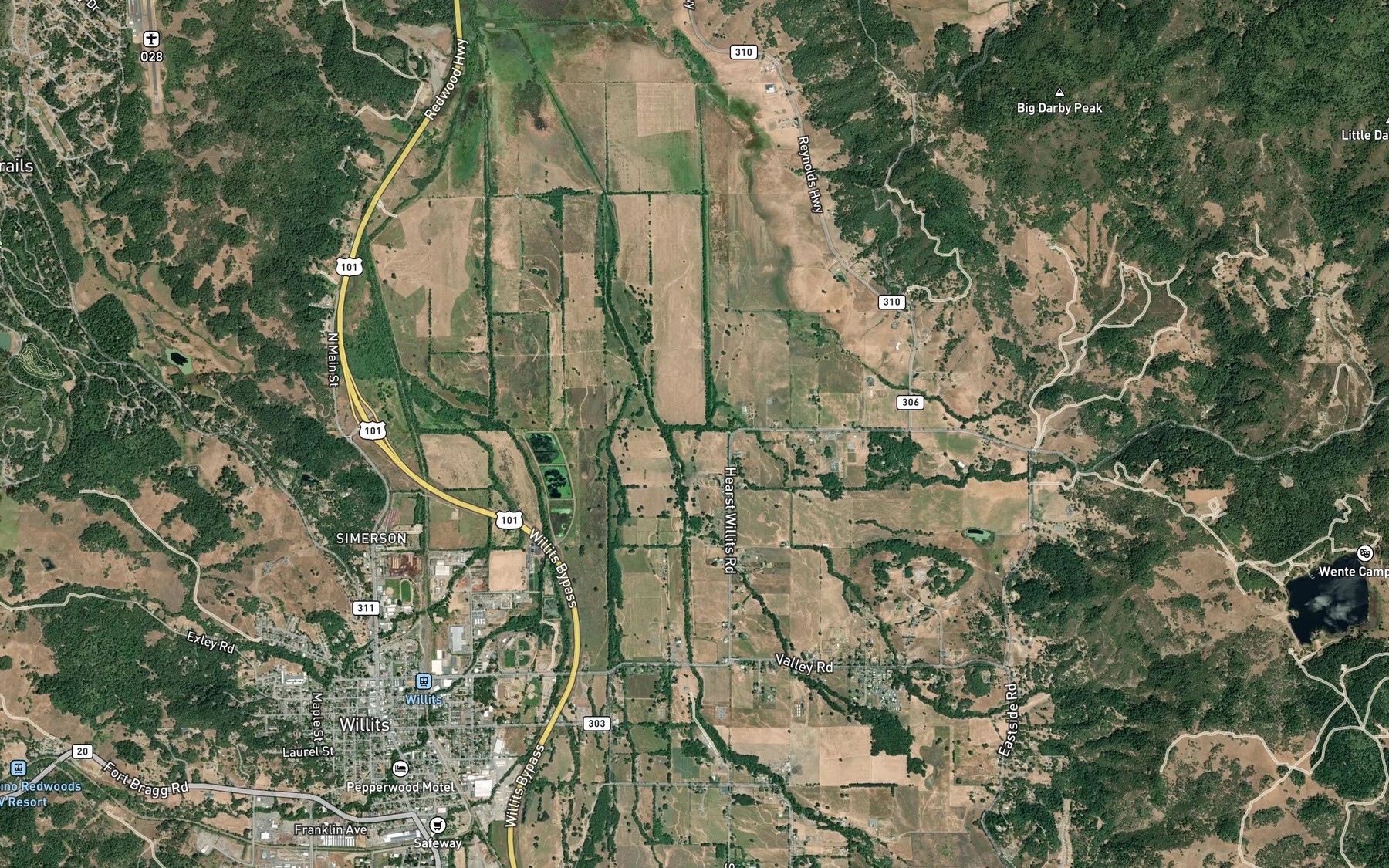Satellite map of the Berry Creek
