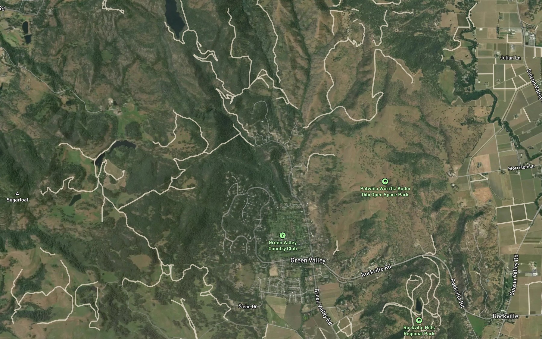 Satellite map of the Dug Road Creek