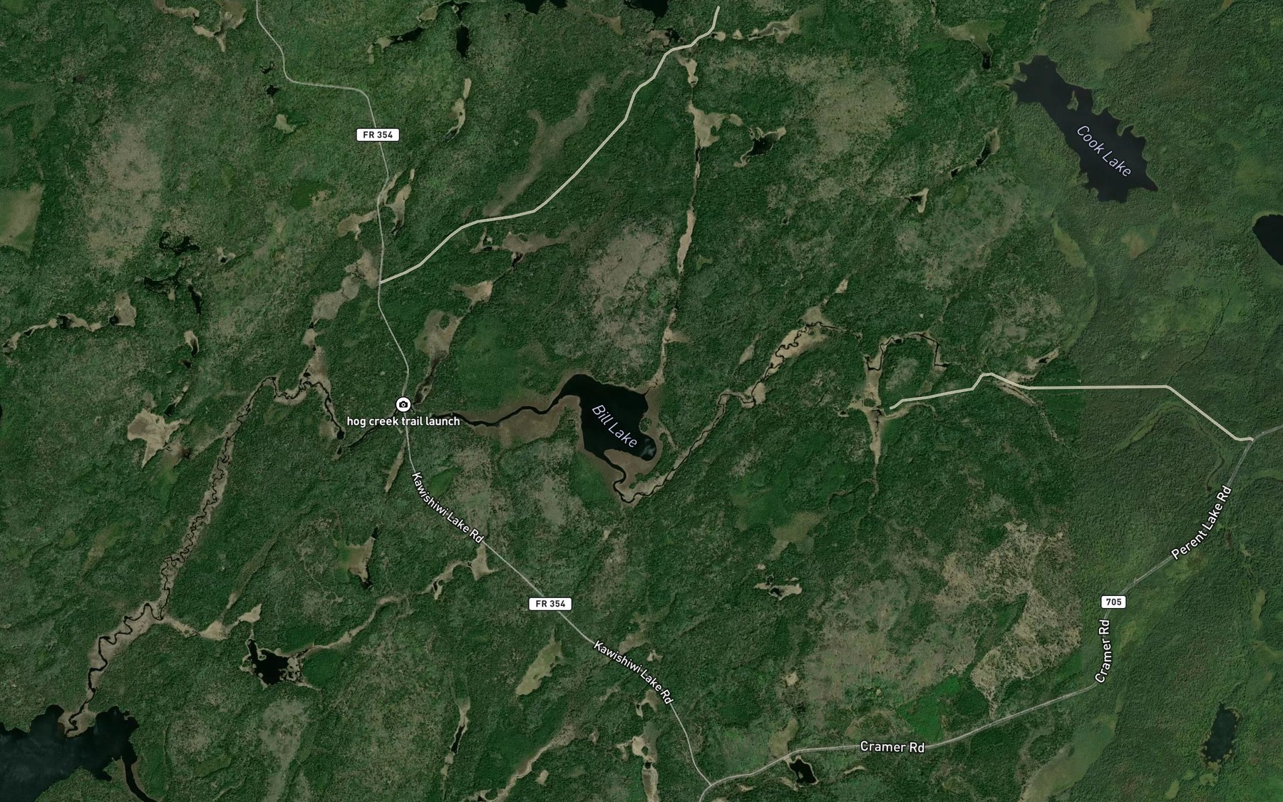 Satellite map of the Bill Creek