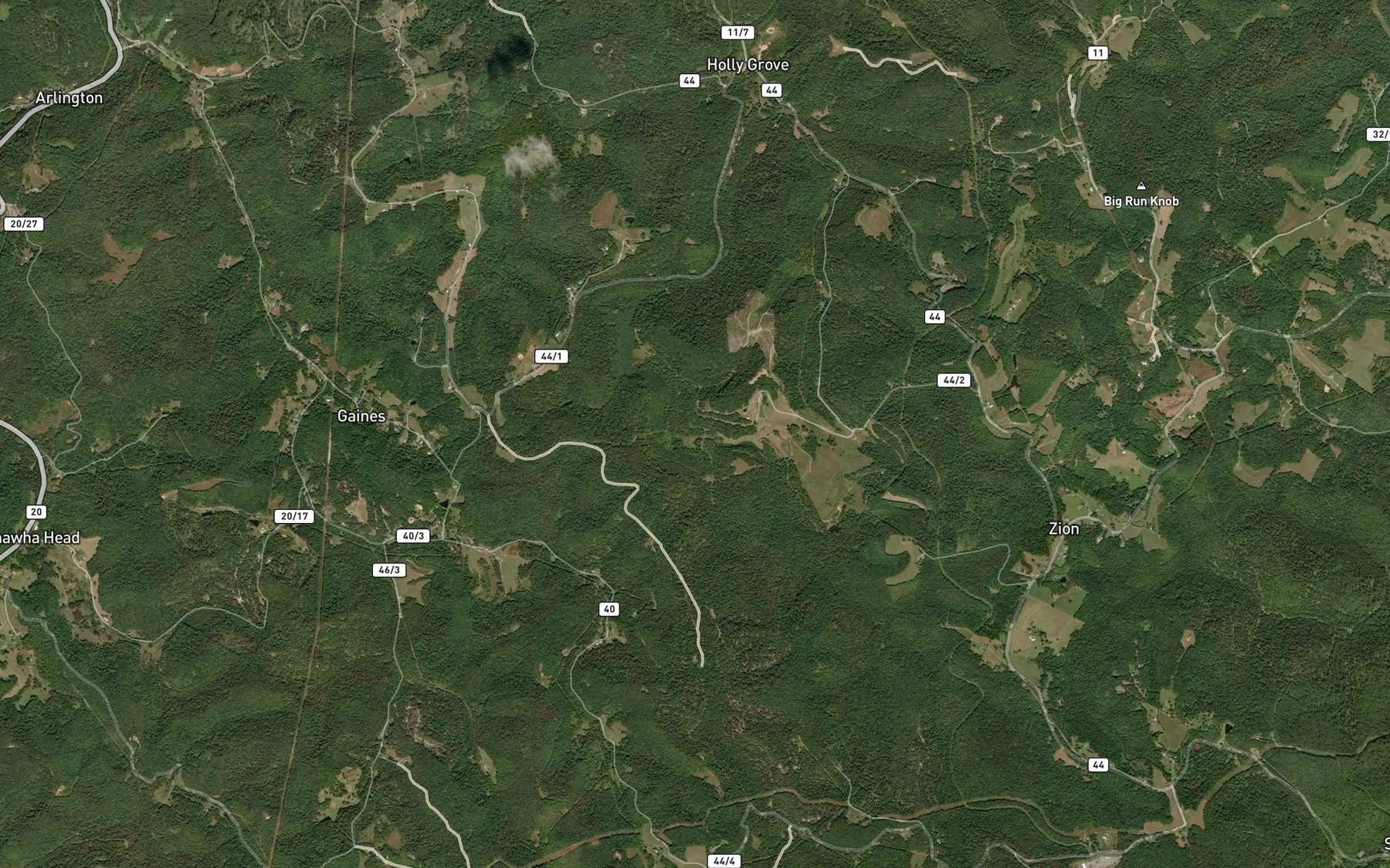 Satellite map of the Getout Run
