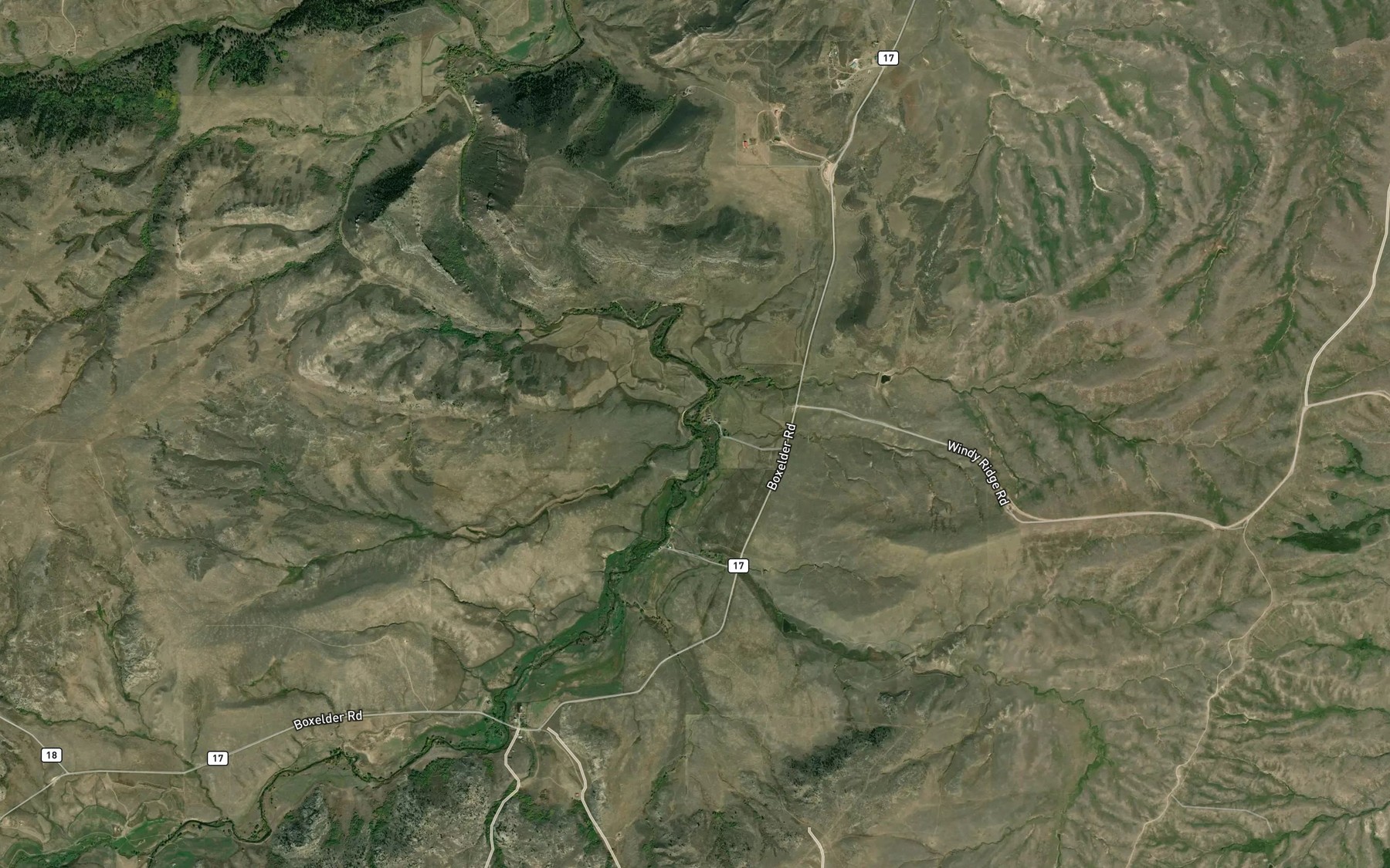 Satellite map of the Lindgren Spring Creek