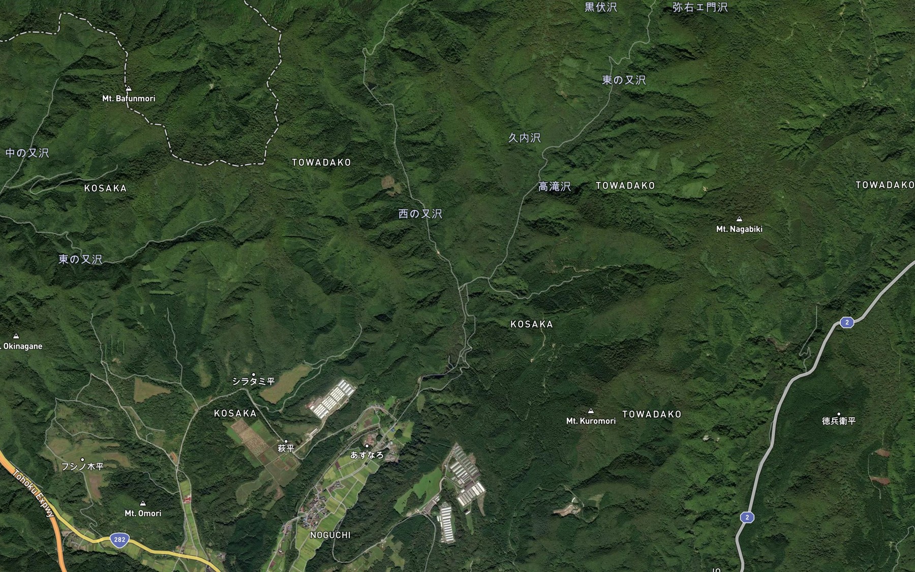 Satellite map of the Higashinomatata Zawa