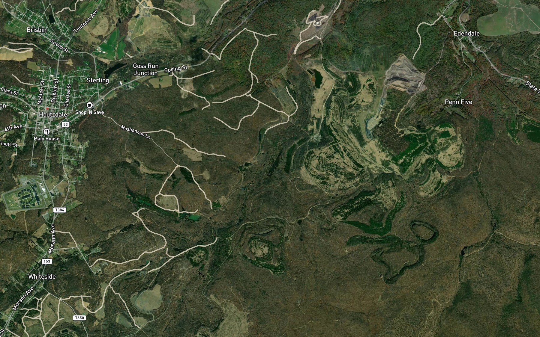 Satellite map of the Bear Run