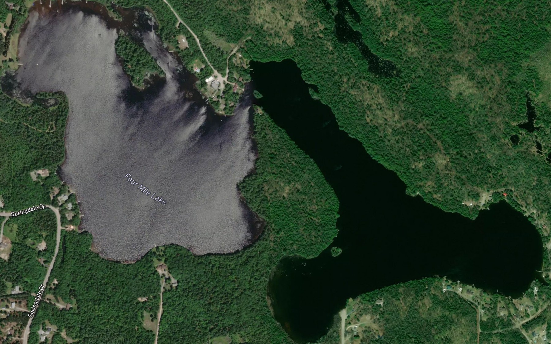 Satellite map of the Four Mile Lake