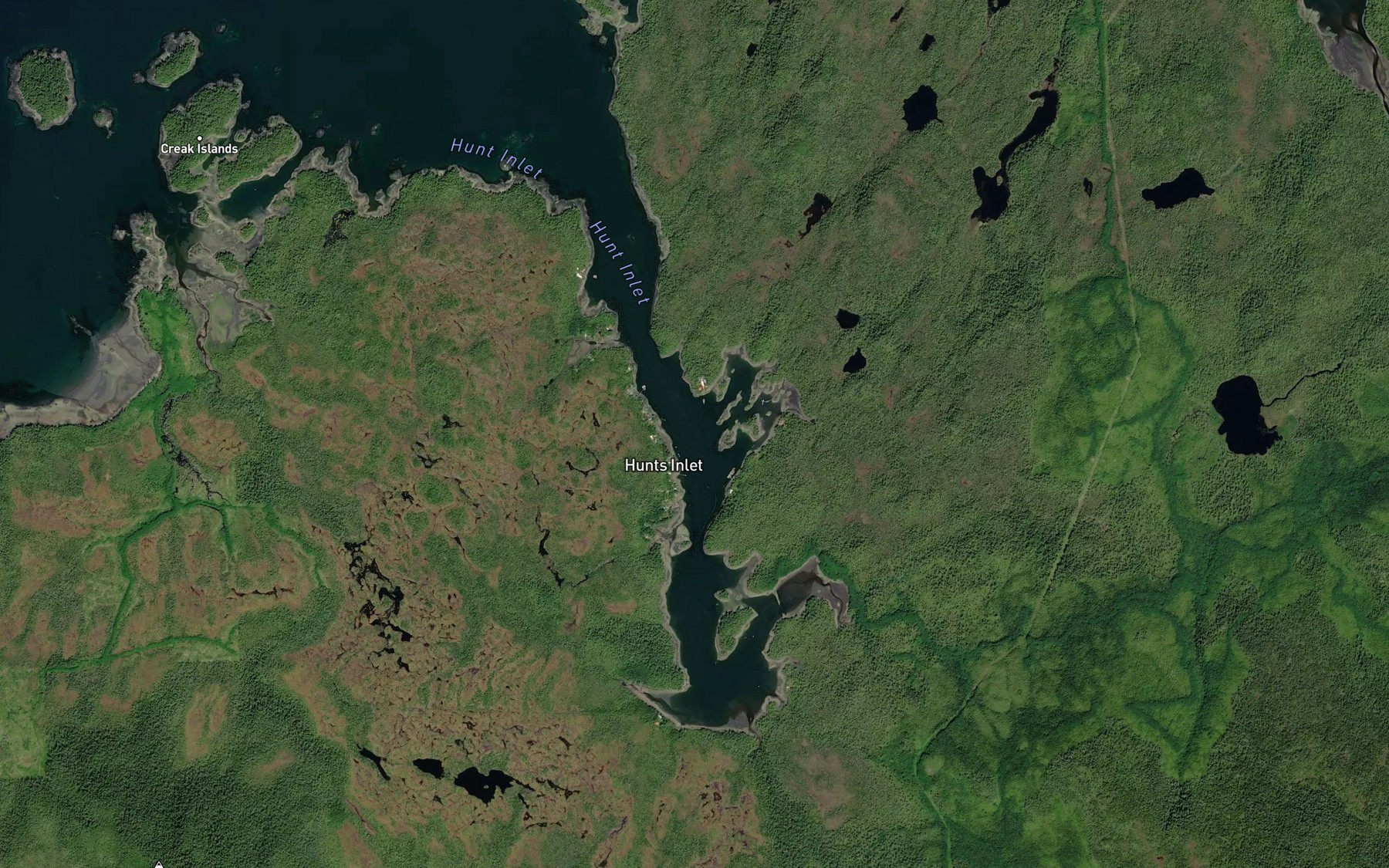 Satellite map of the Hunt Inlet