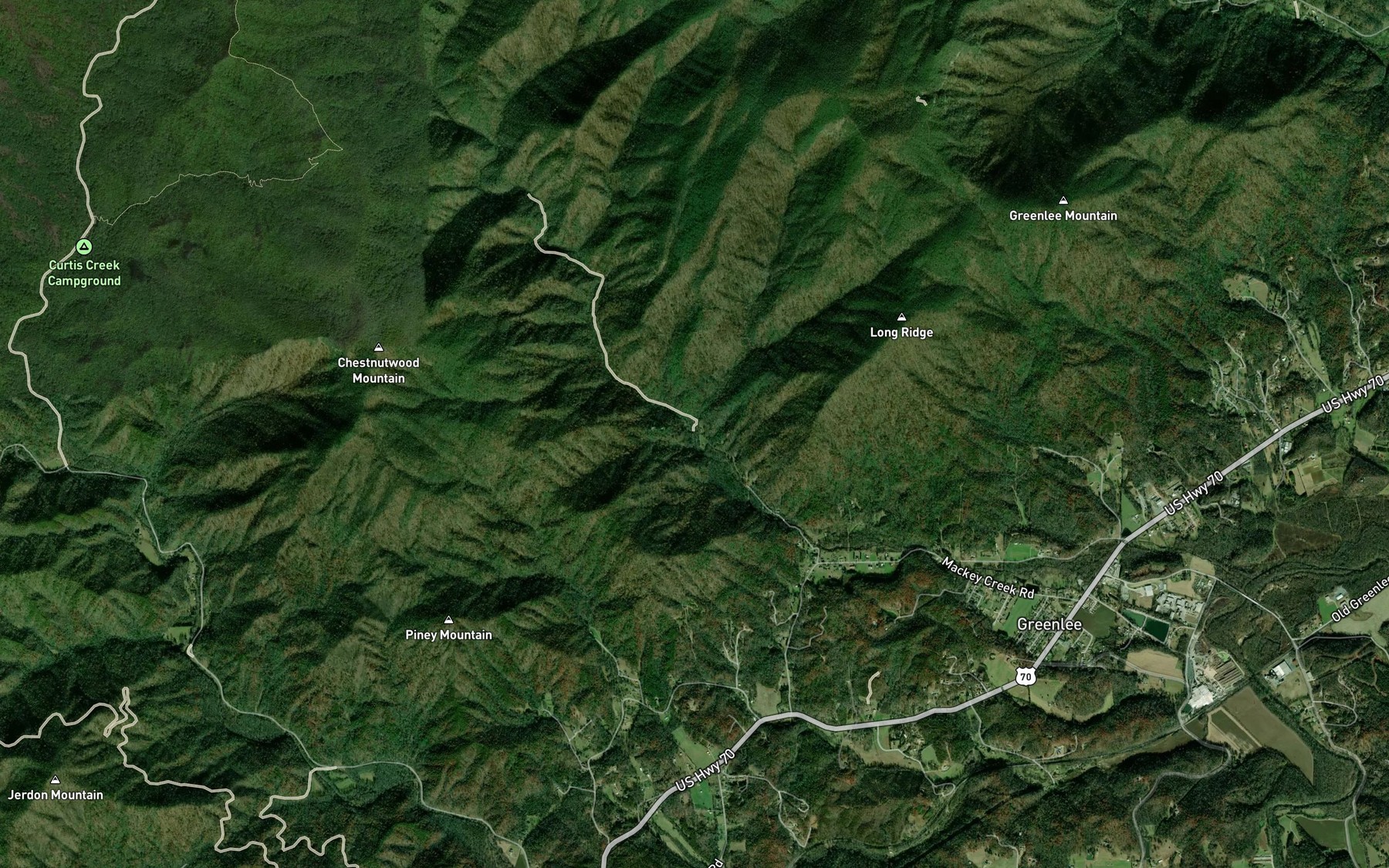 Satellite map of the Laurel Fork Creek
