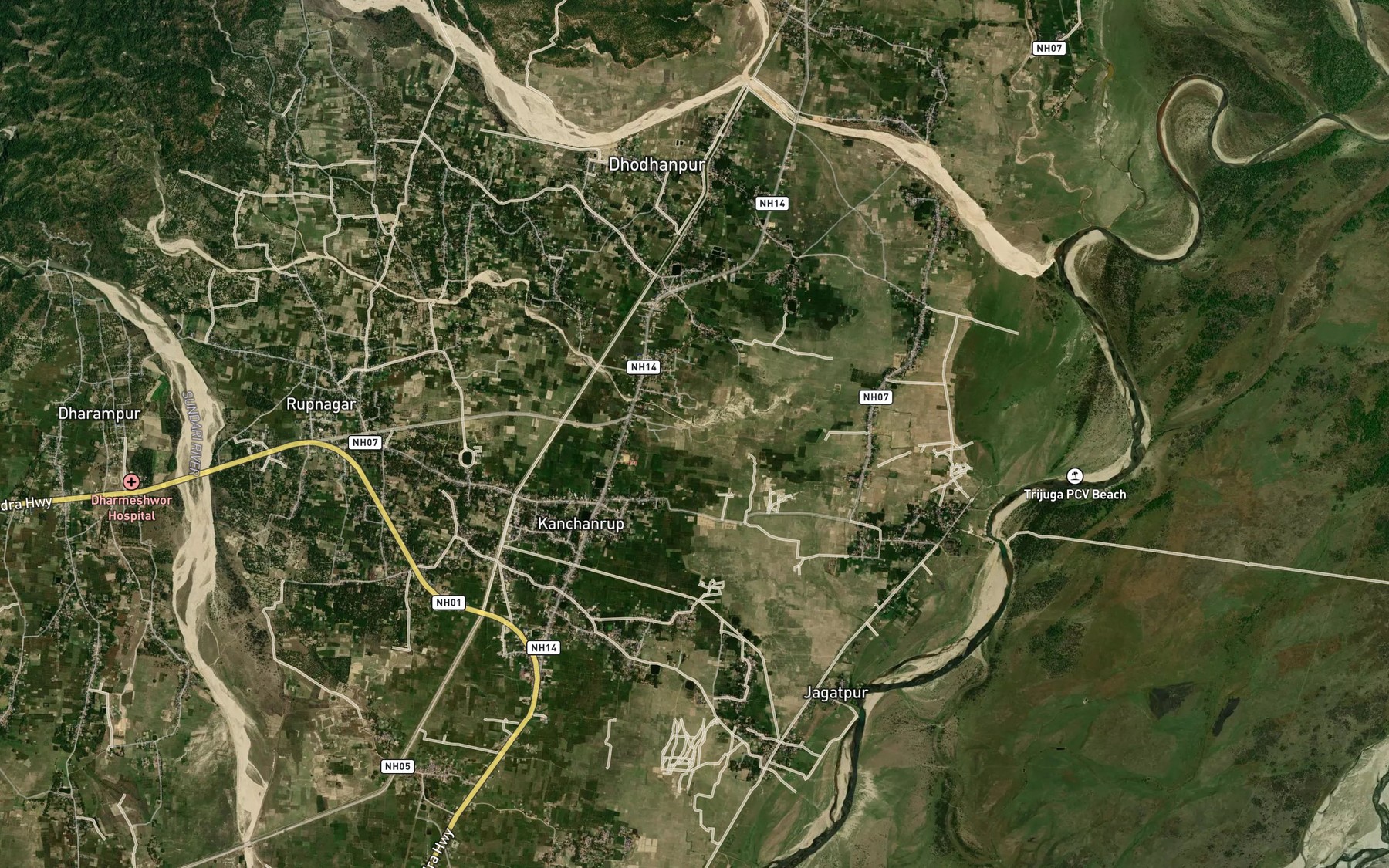 Satellite map of the Banara Khola