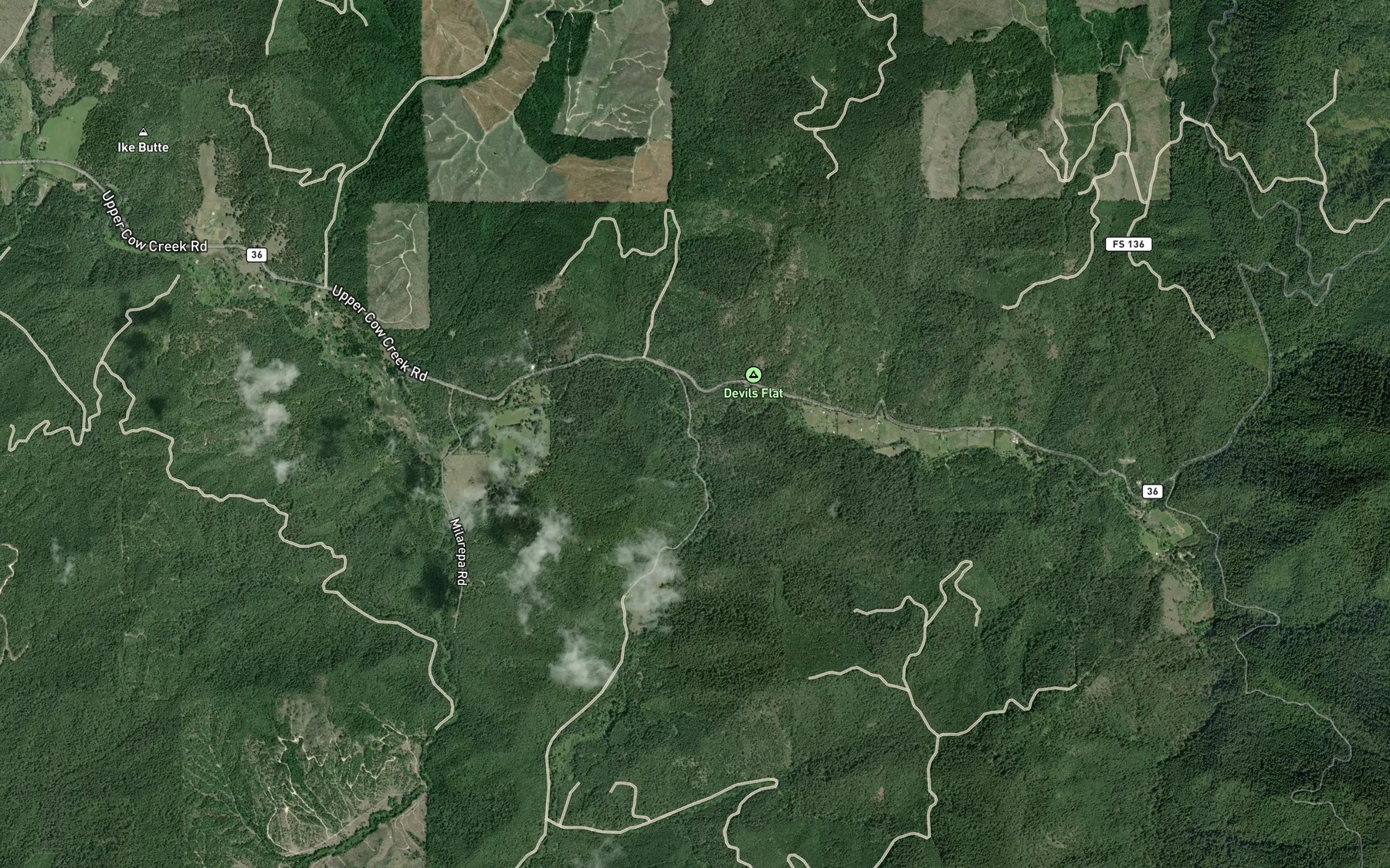 Satellite map of the Applegate Creek