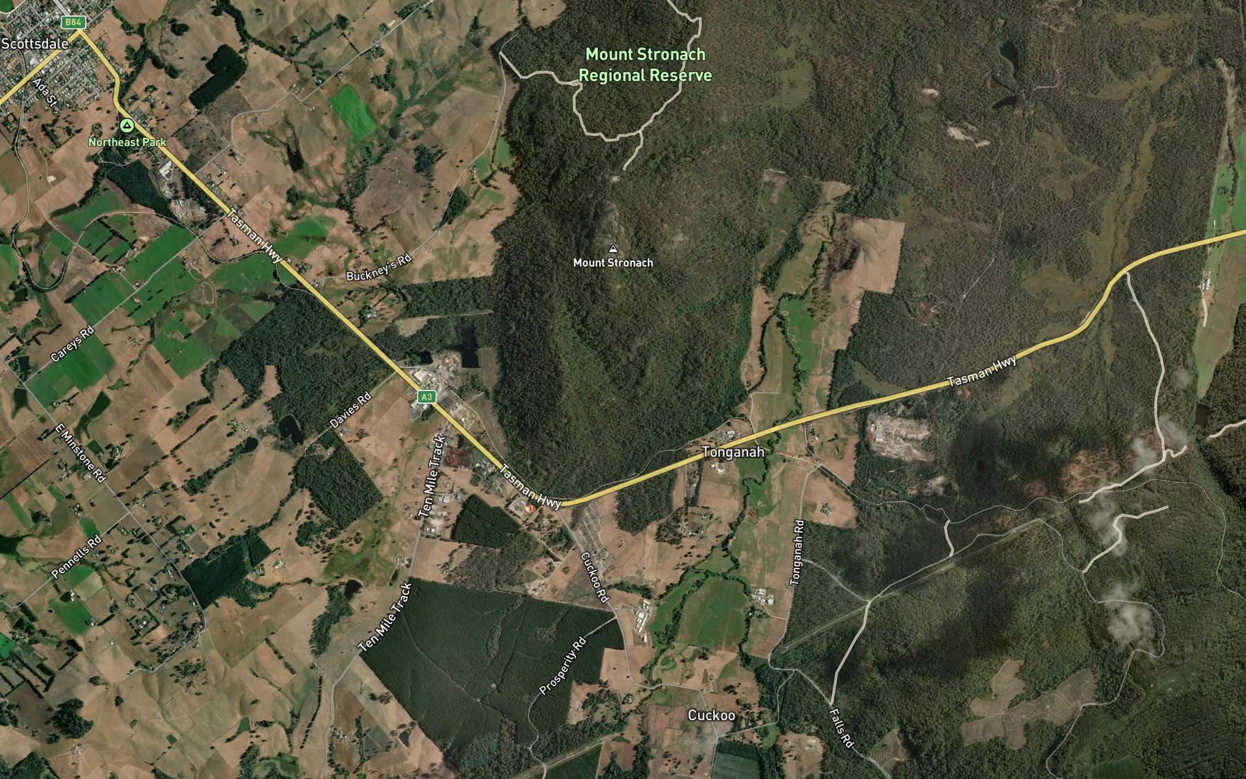 Satellite map of the Hogarth Rivulet