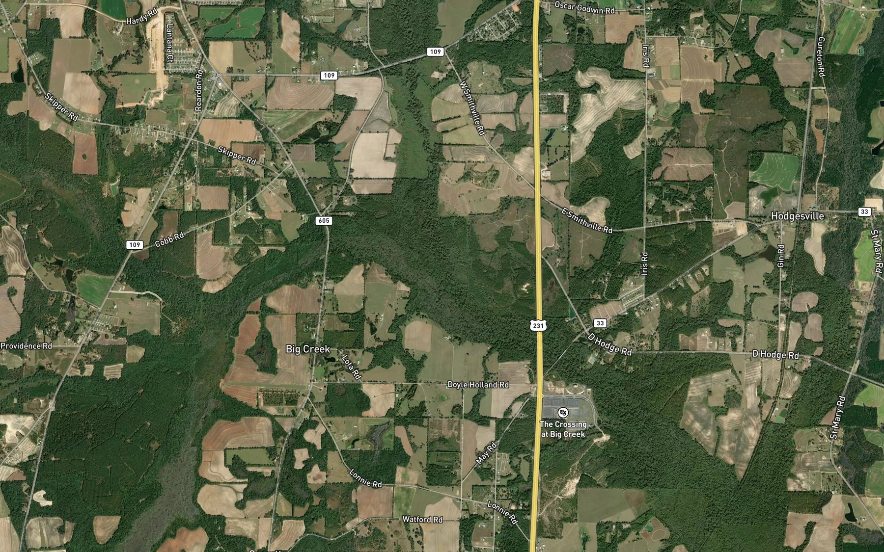 Satellite map of the Limestone Creek
