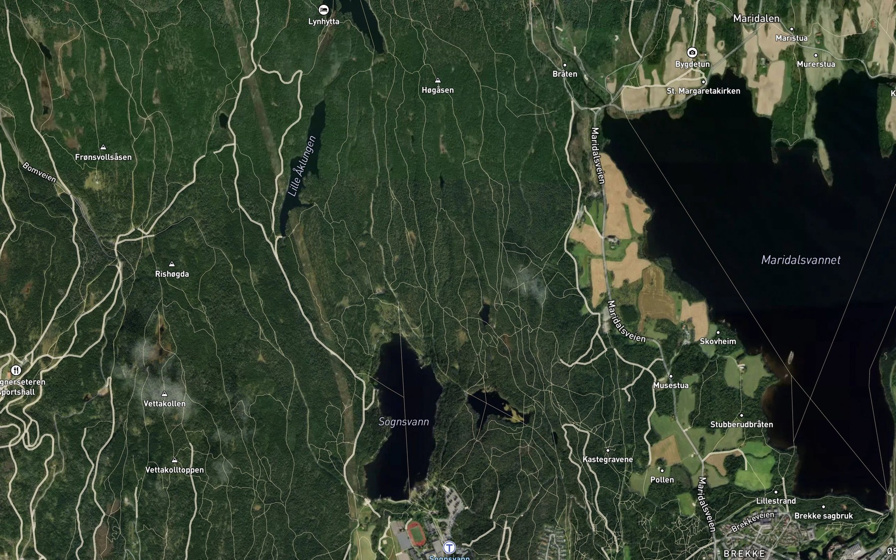 Satellite map of the Blanksjobekken