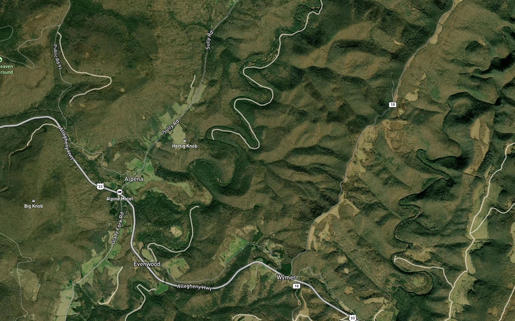 Satellite map of the Birch Lick