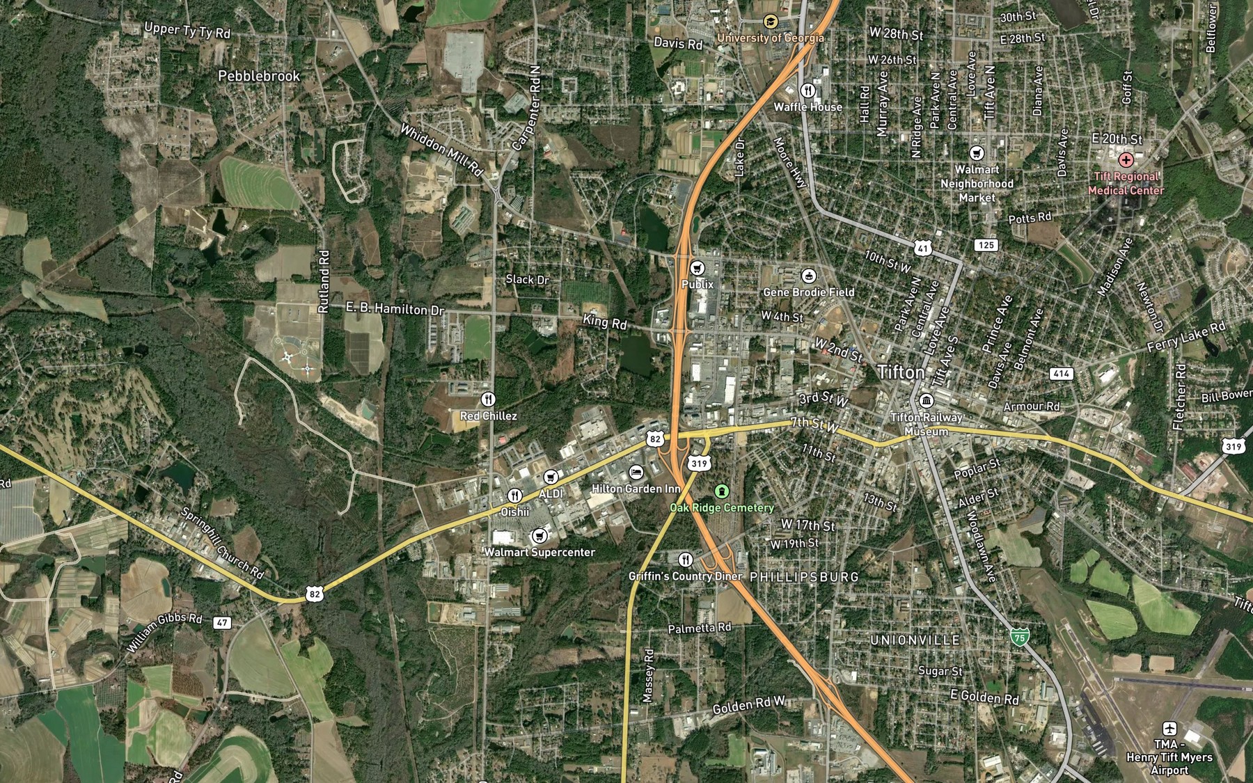 Satellite map of the Fullwood Lake