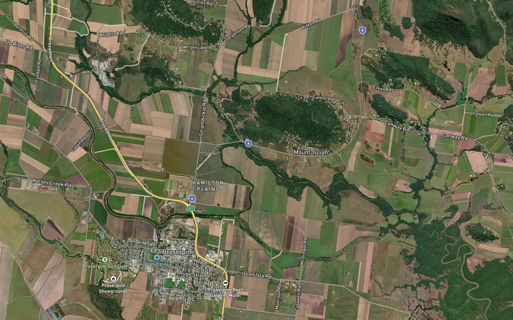 Satellite map of the Myrtle Creek