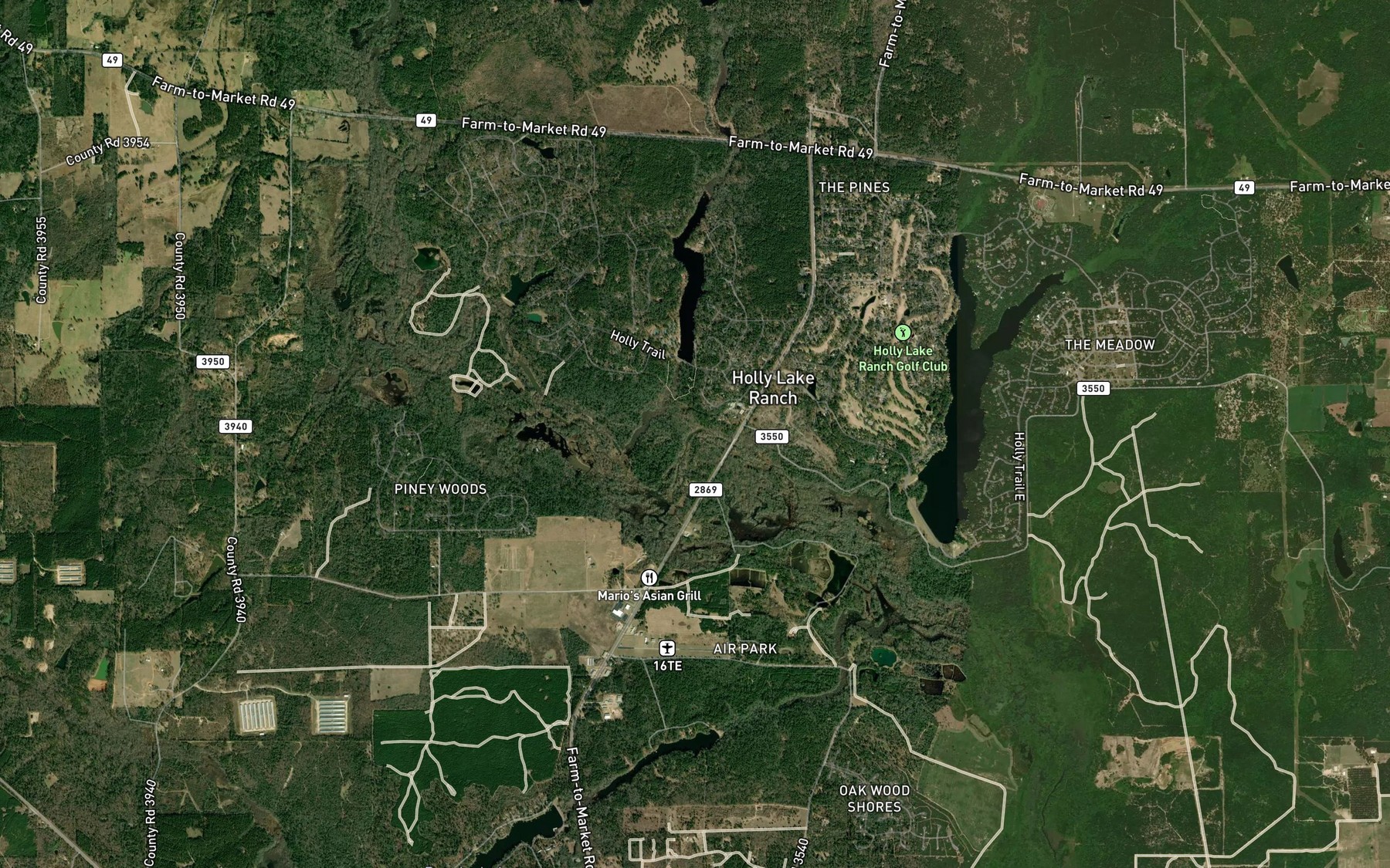 Satellite map of the Glaspy Lake
