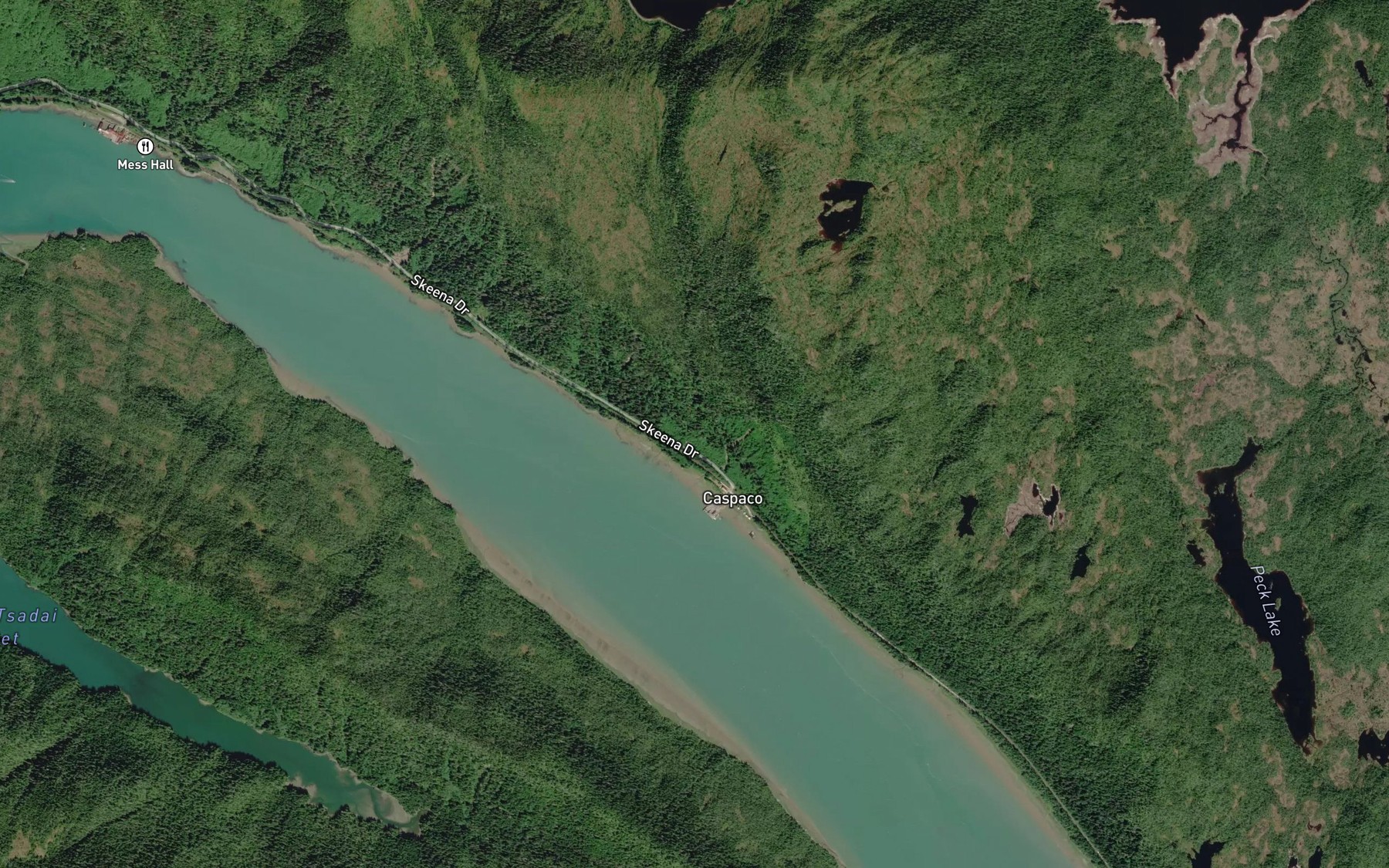Satellite map of the Caspaco Creek
