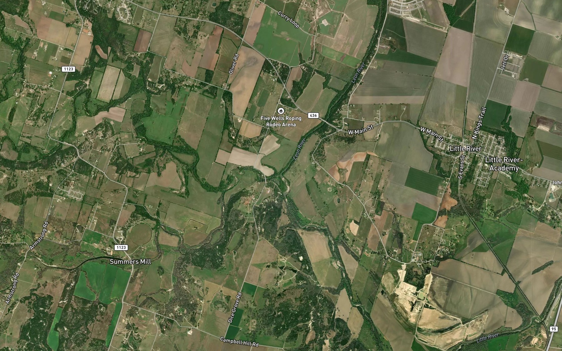 Satellite map of the Lampasas River