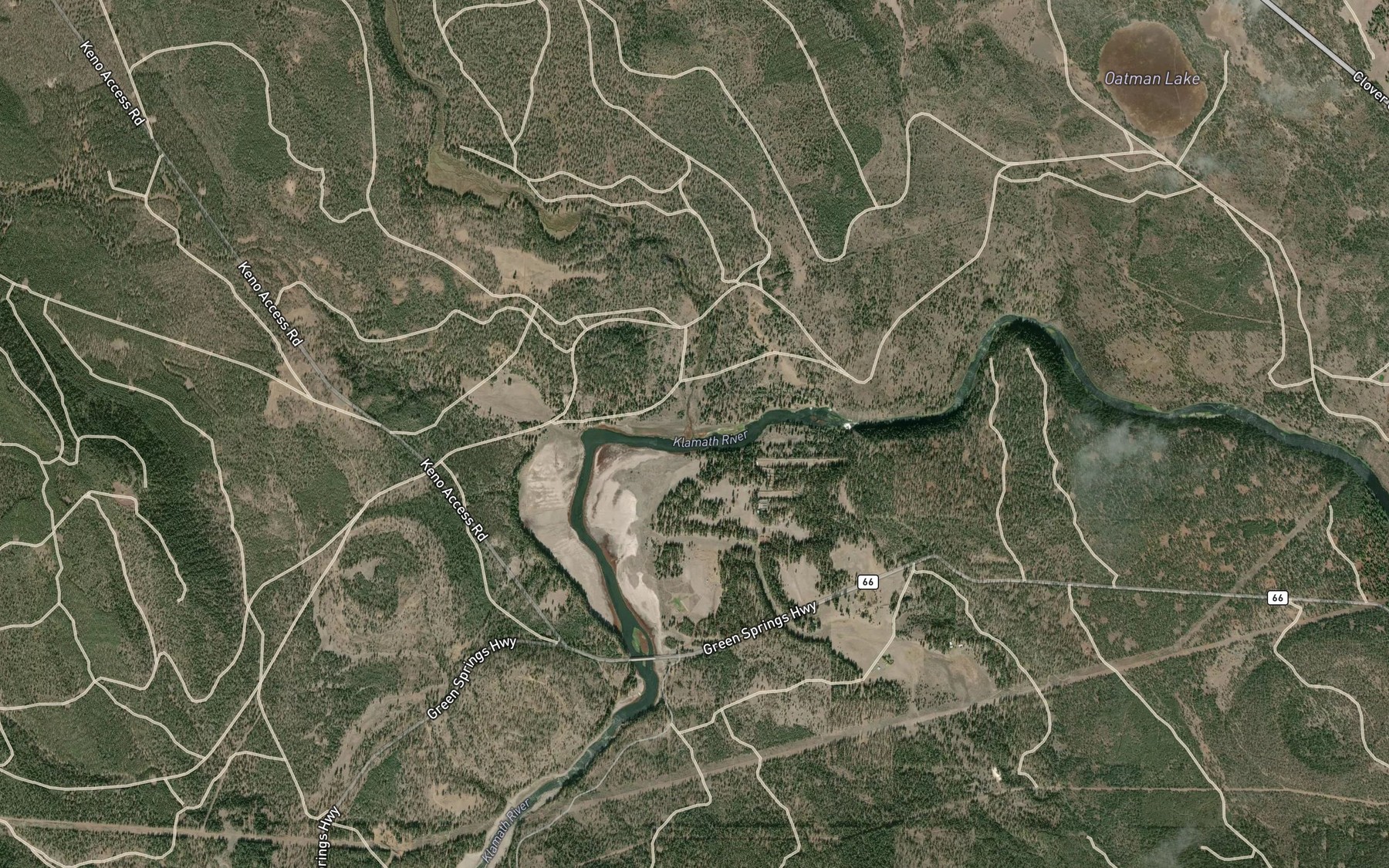 Satellite map of the Spencer Creek