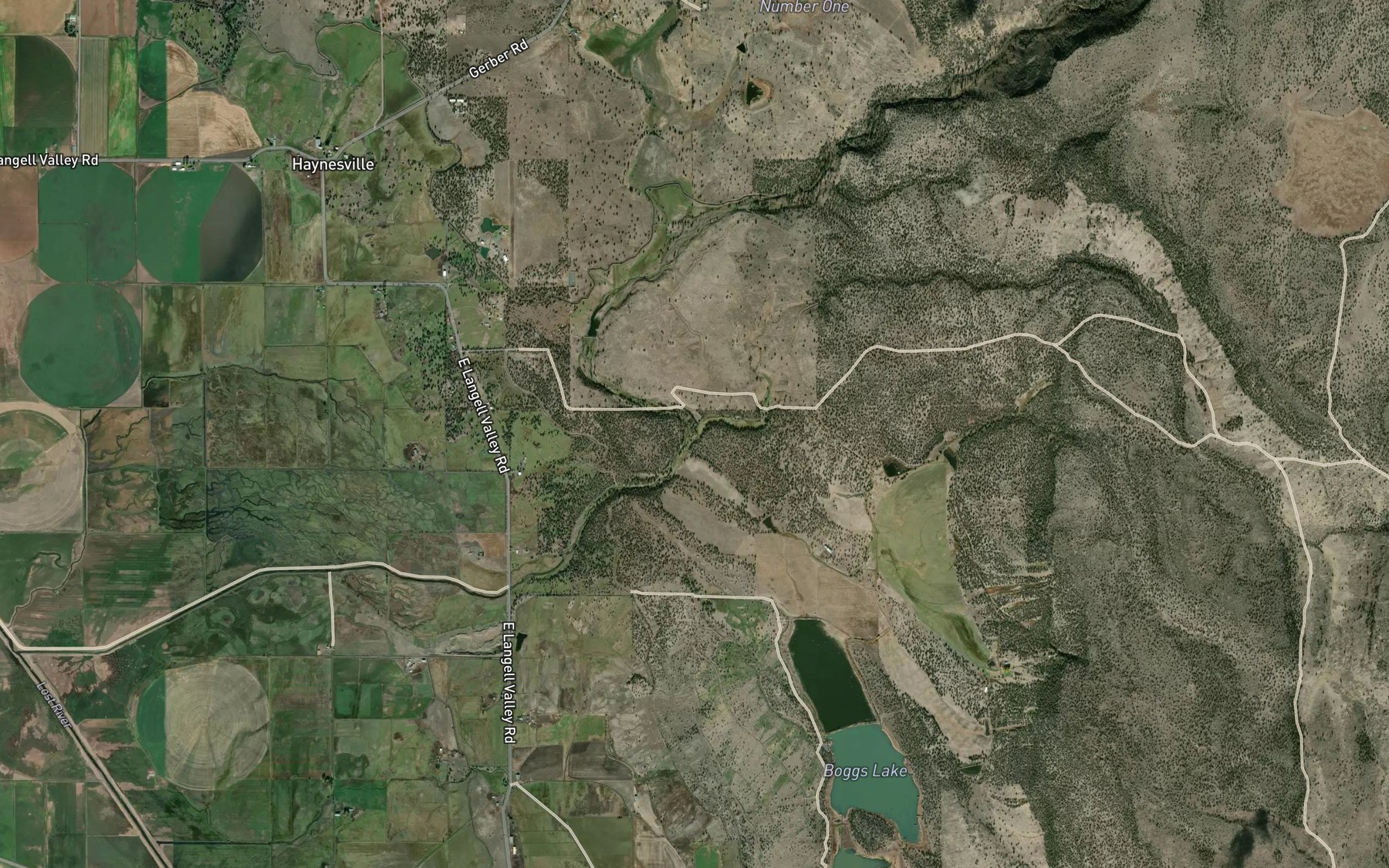 Satellite map of the Pine Creek