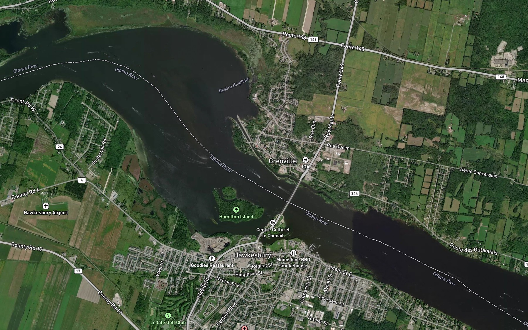 Satellite map of the Canal de Grenville
