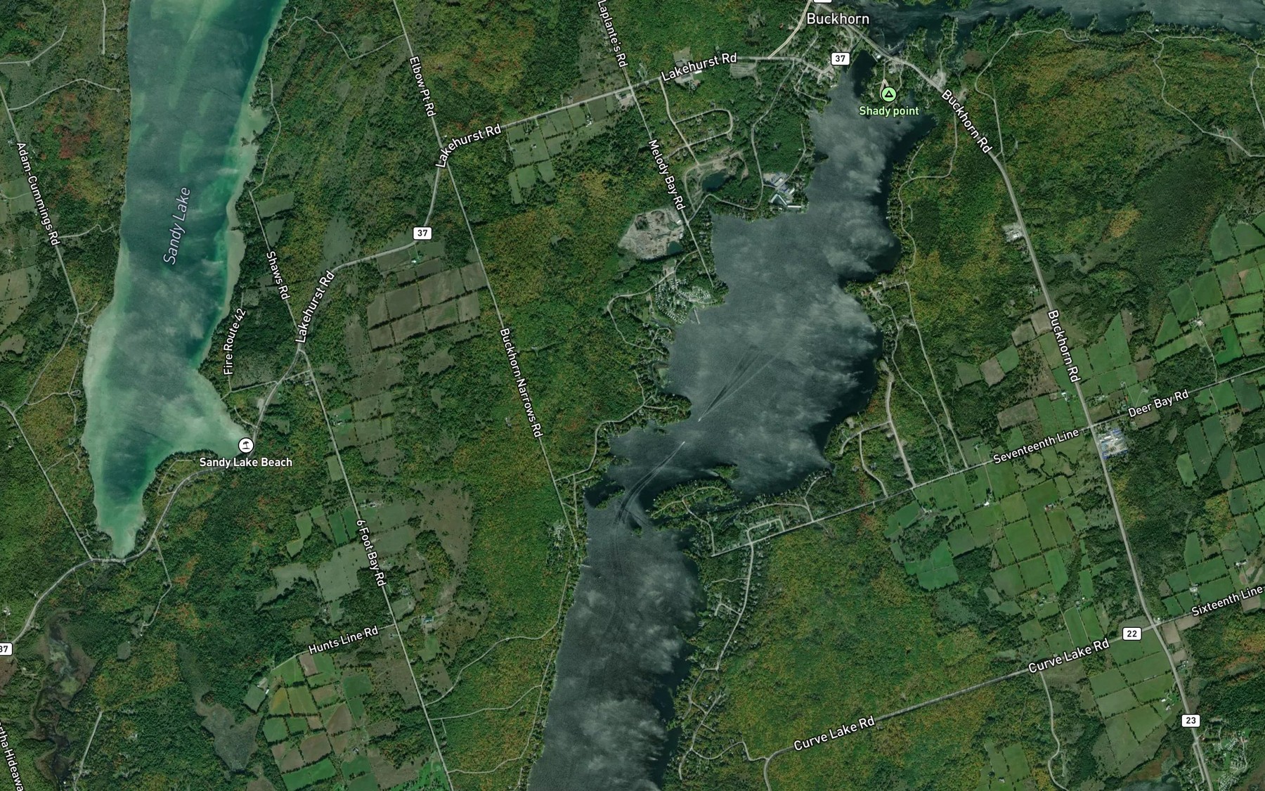 Satellite map of the Buckhorn Narrows