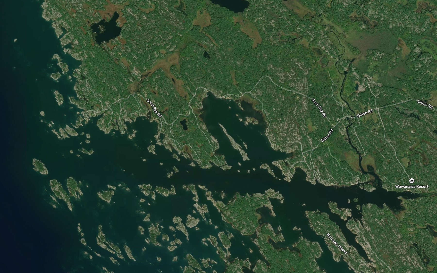 Satellite map of the Sand Bay