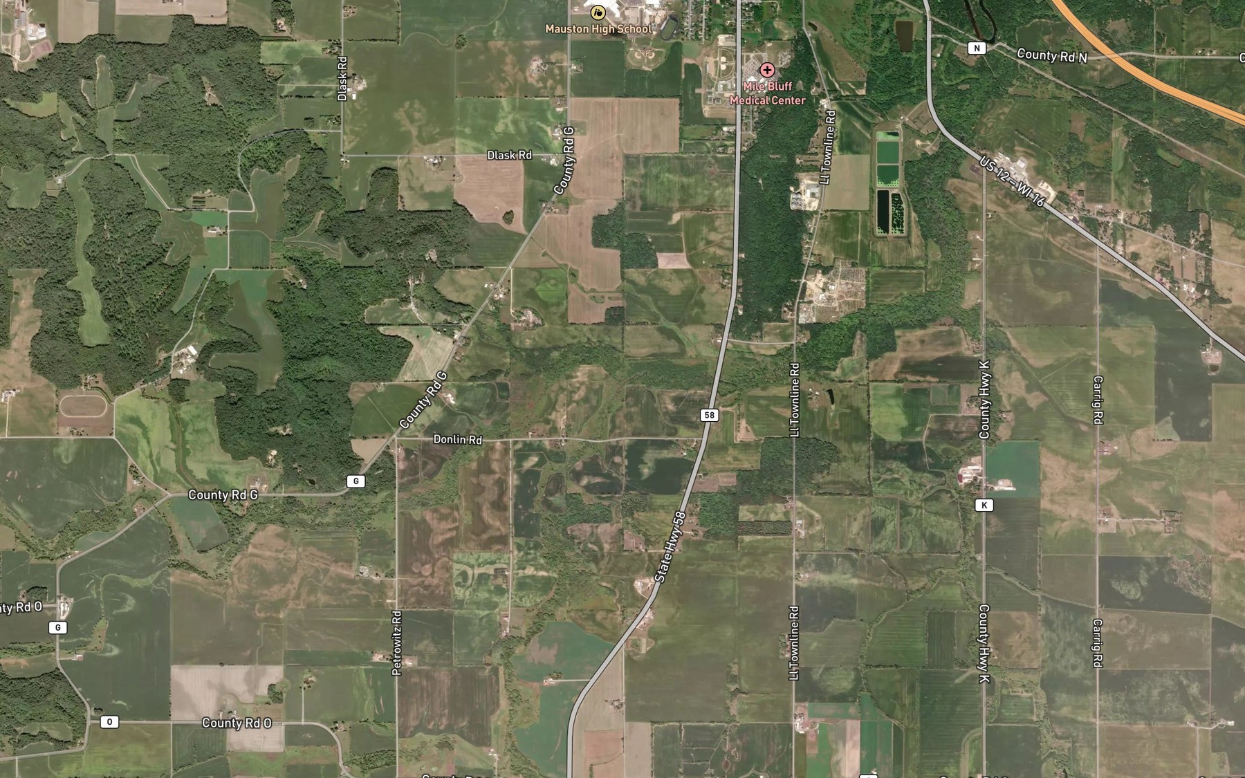 Satellite map of the Little Onemile Creek