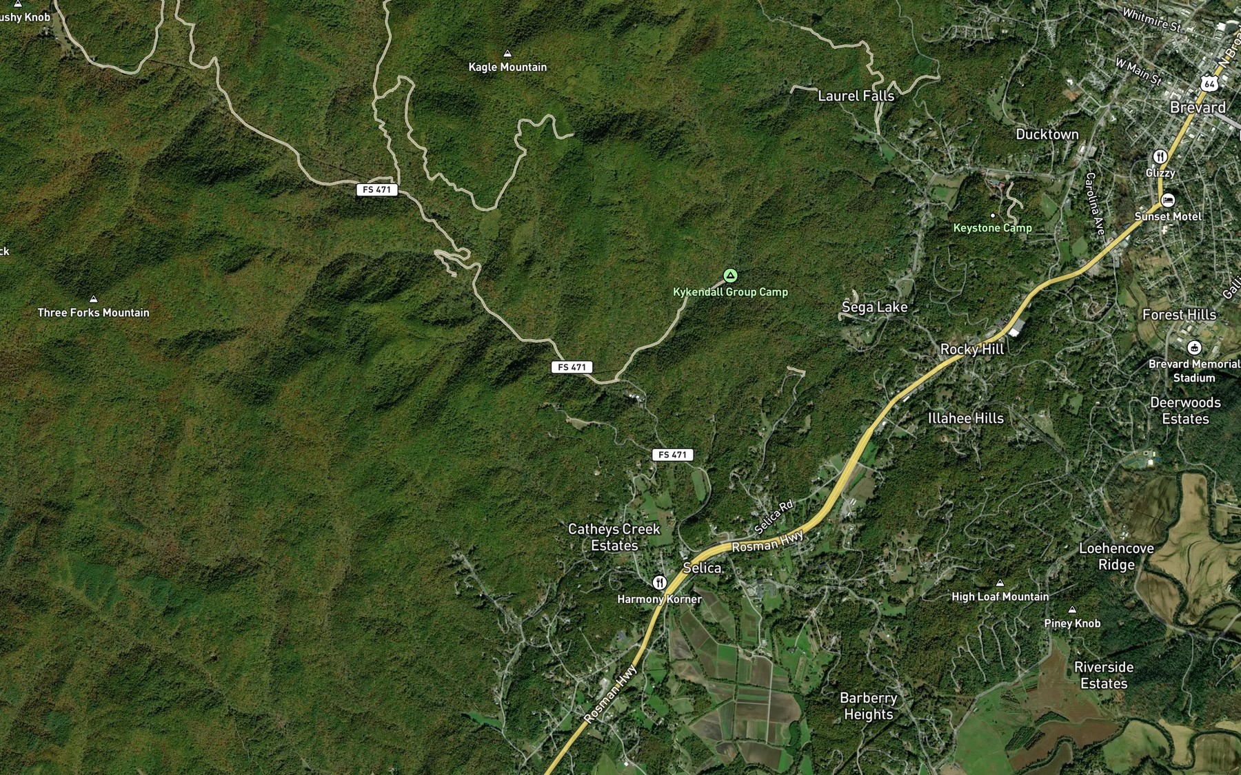 Satellite map of the Kuykendall Creek