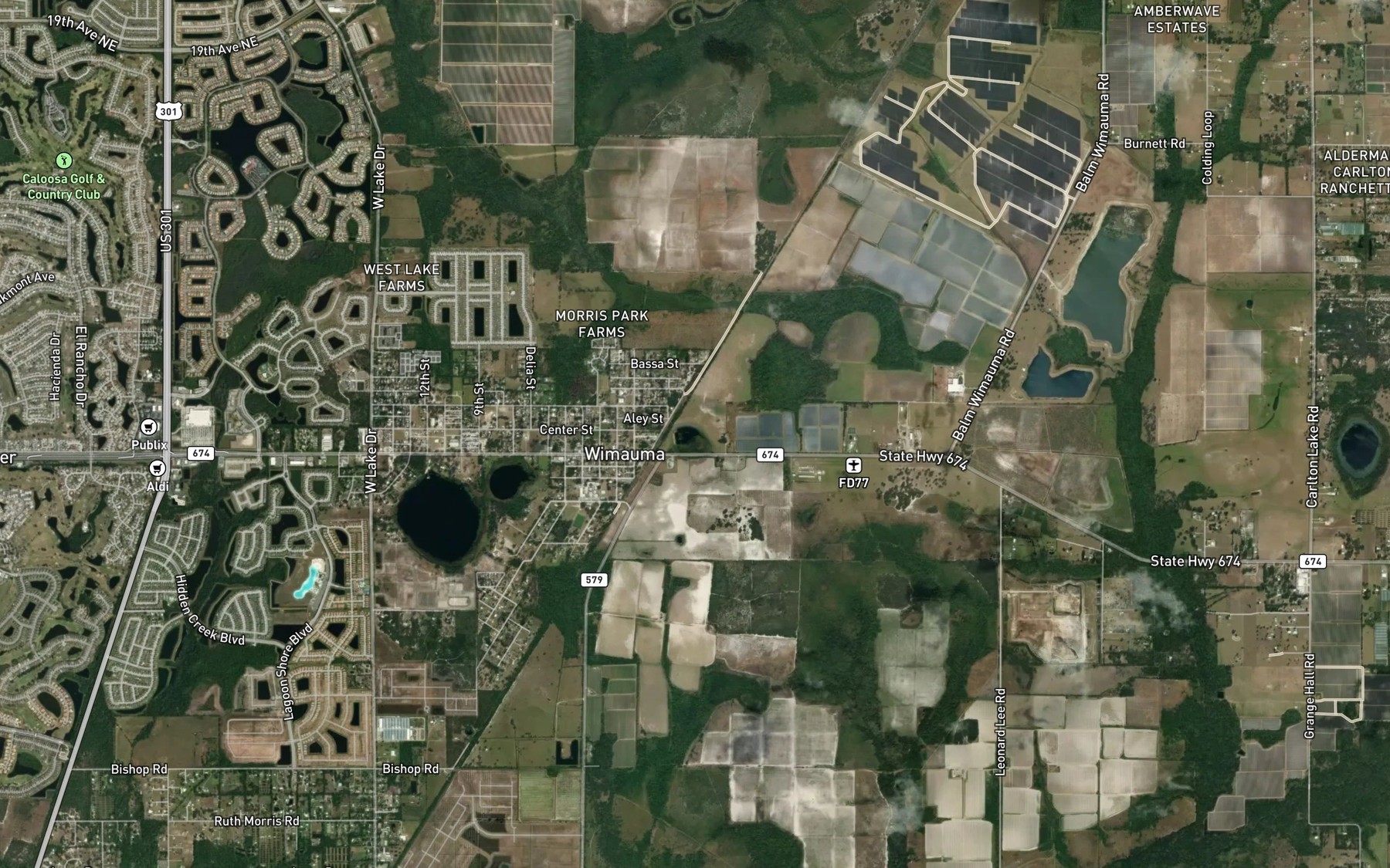 Satellite map of the Moody Pond
