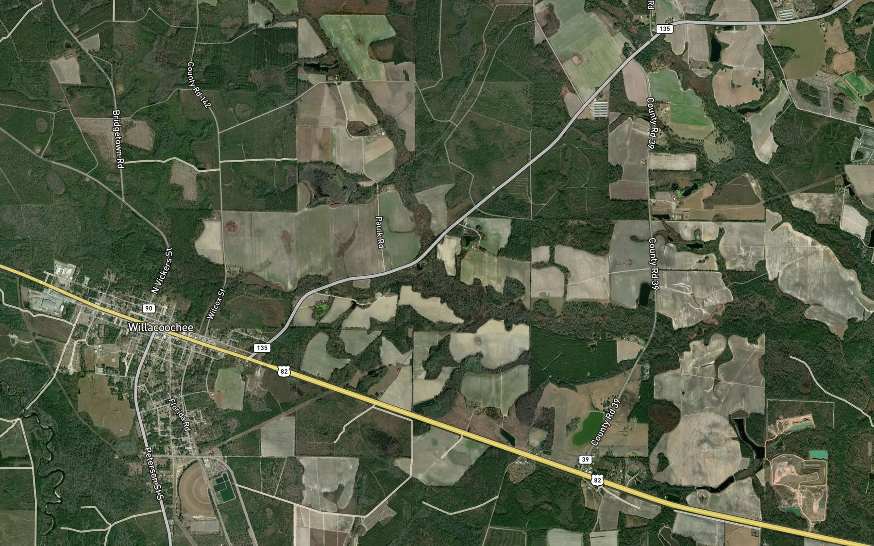 Satellite map of the Ruffin Creek