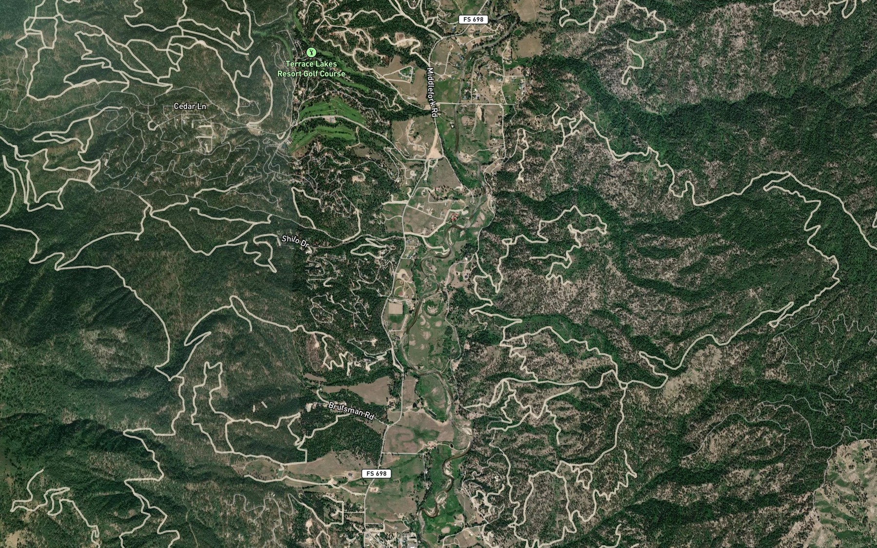 Satellite map of the Little Gooseberry Creek