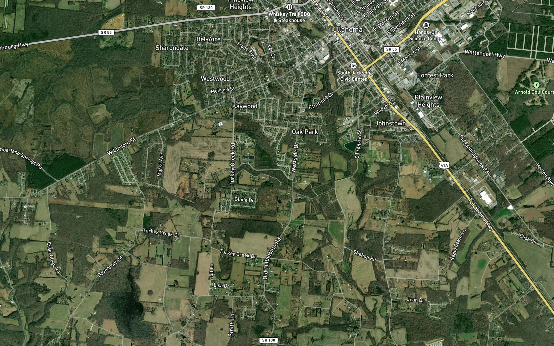 Satellite map of the South Fork Blue Creek