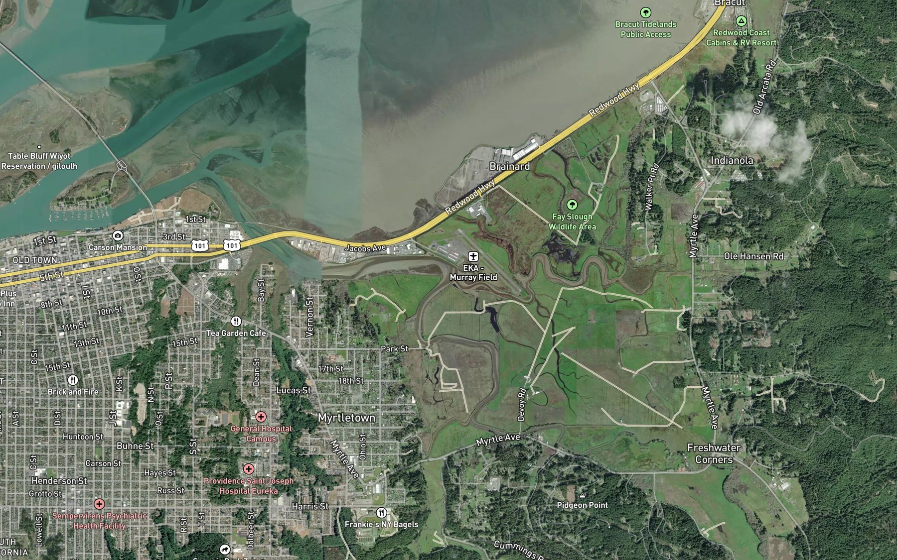 Satellite map of the Freshwater Slough