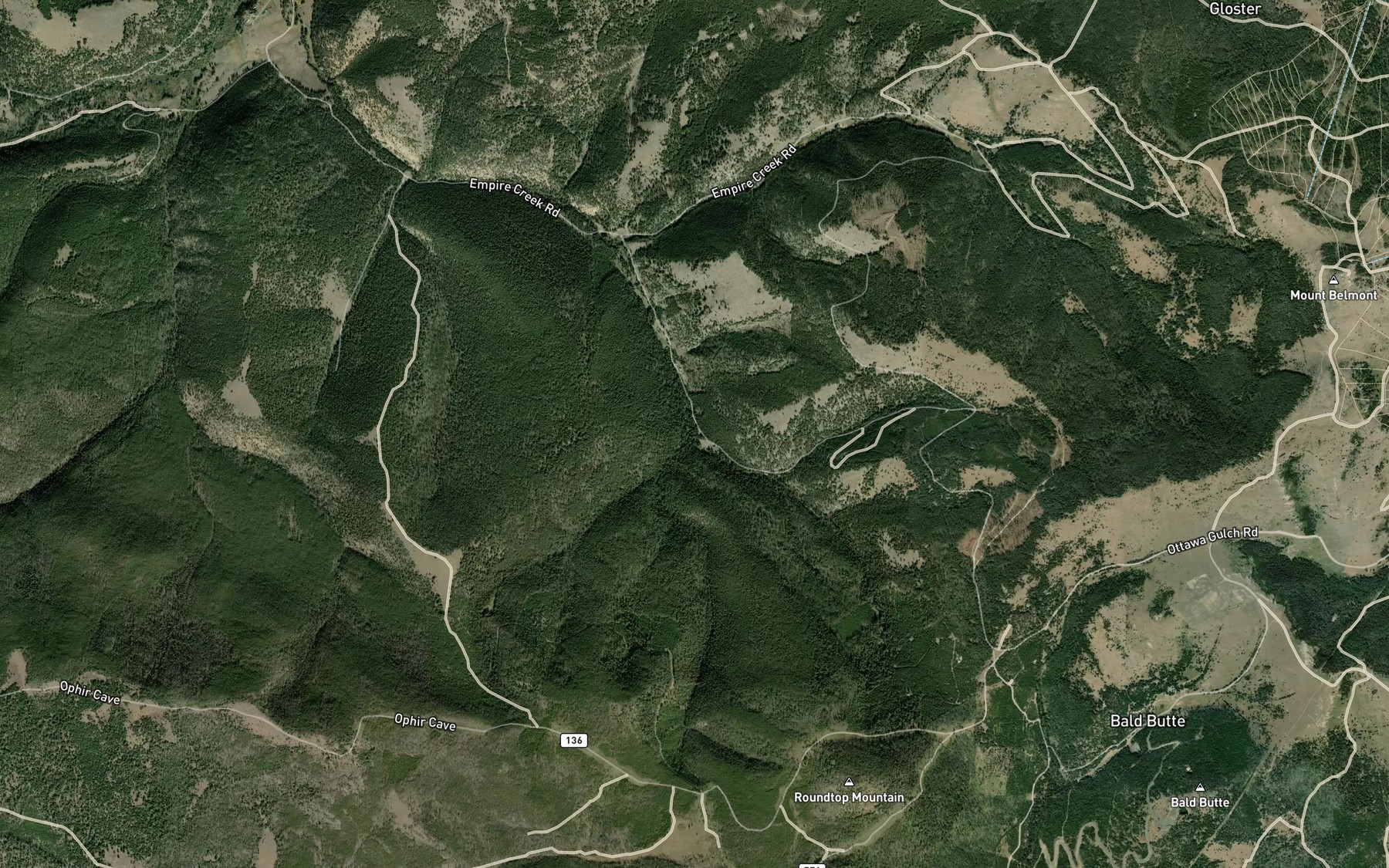 Satellite map of the Right Hand Fork Lost Horse Creek