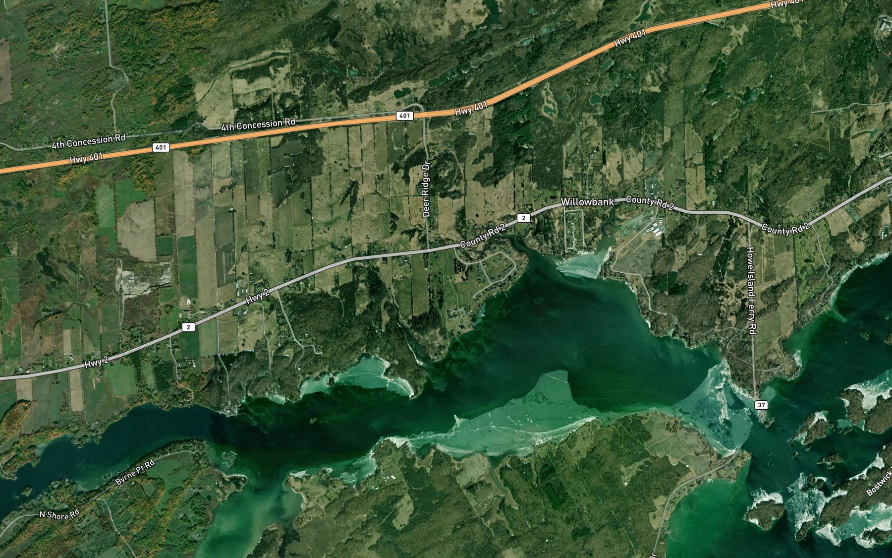 Satellite map of the Firmans Creek