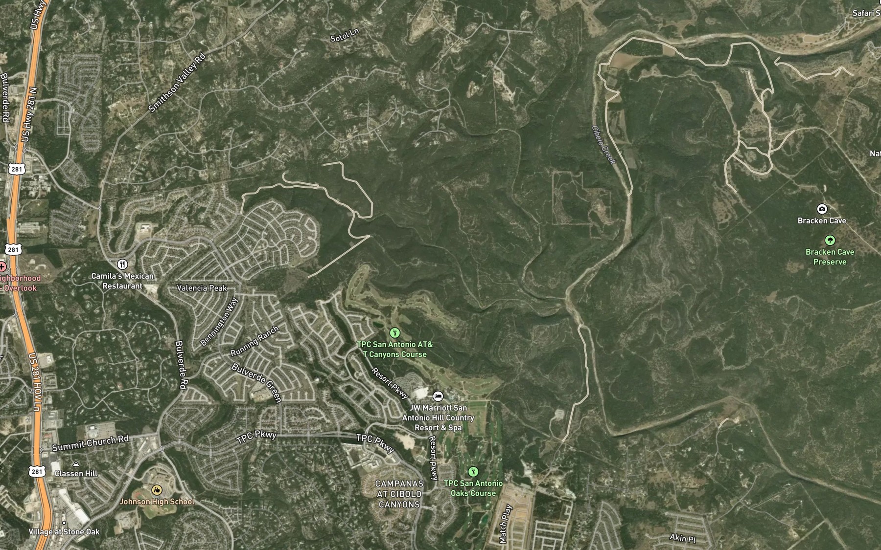 Satellite map of the Walnut Spring