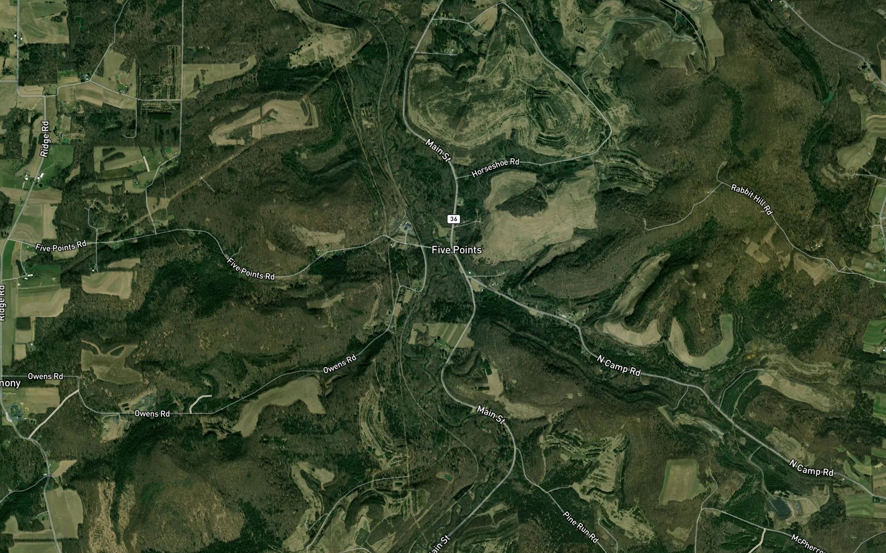 Satellite map of the North Camp Run