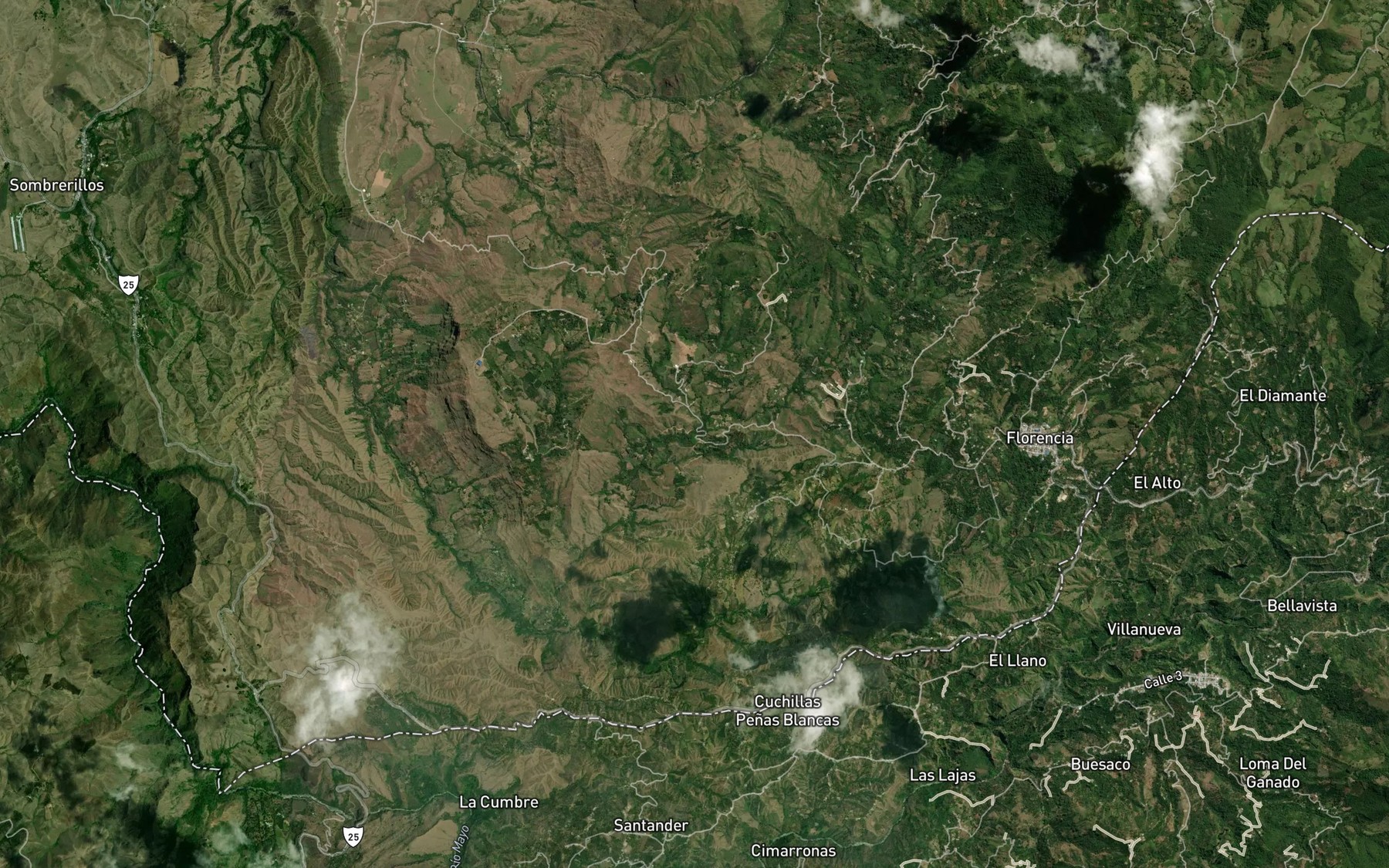 Satellite map of the Quebrada San Mateo