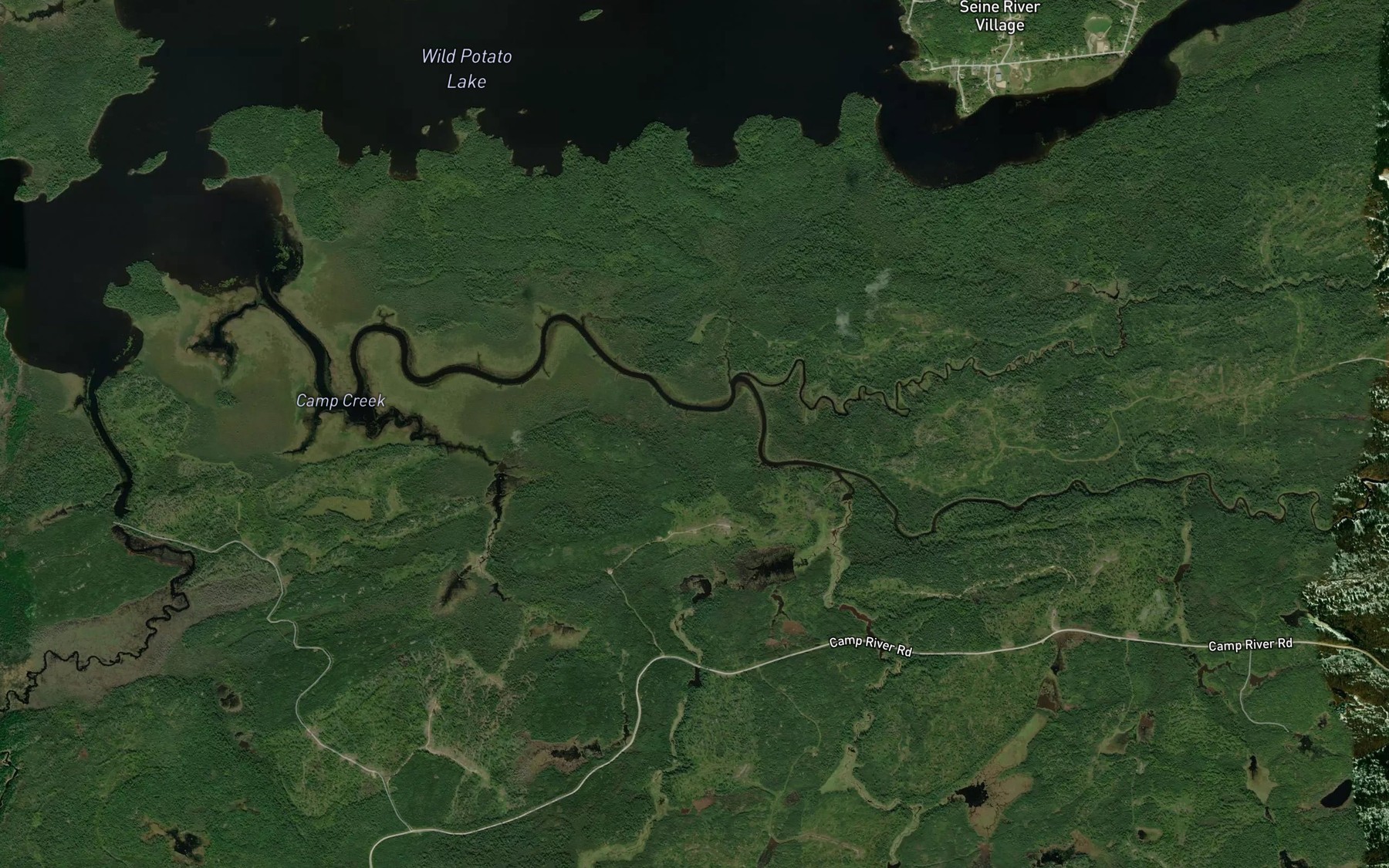 Satellite map of the Camp Creek
